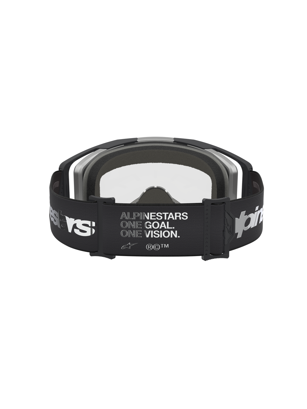 Alpinestars Vision 8 Amber Goggles, sort og sølv motocrossgoggles med ONE GOAL. ONE VISION. manifesto-strop.
