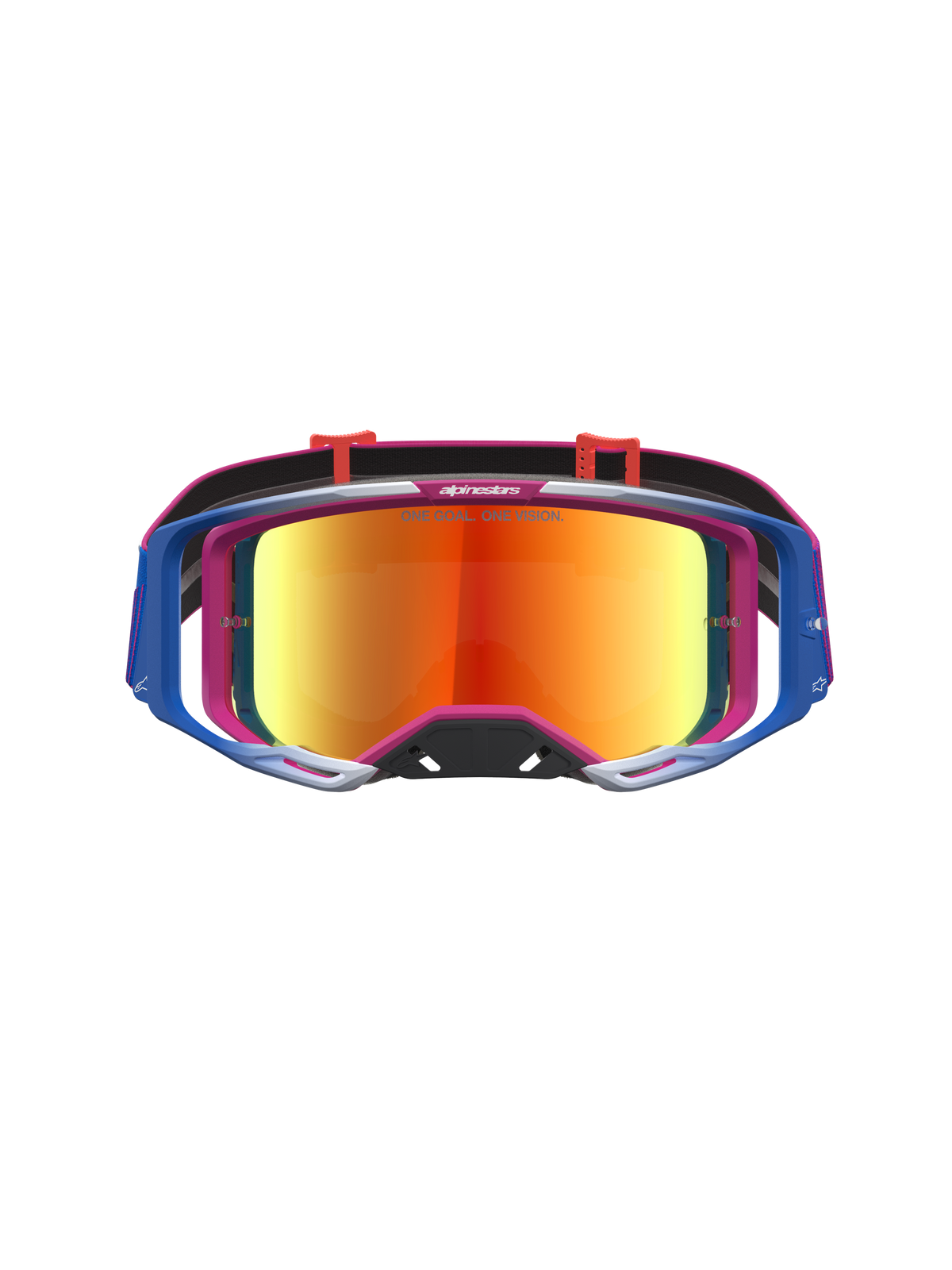 Alpinestars Vision 8 Maven goggles, motocrossbriller i rød og sort med rød spejllinse og A-FLEX ramme.