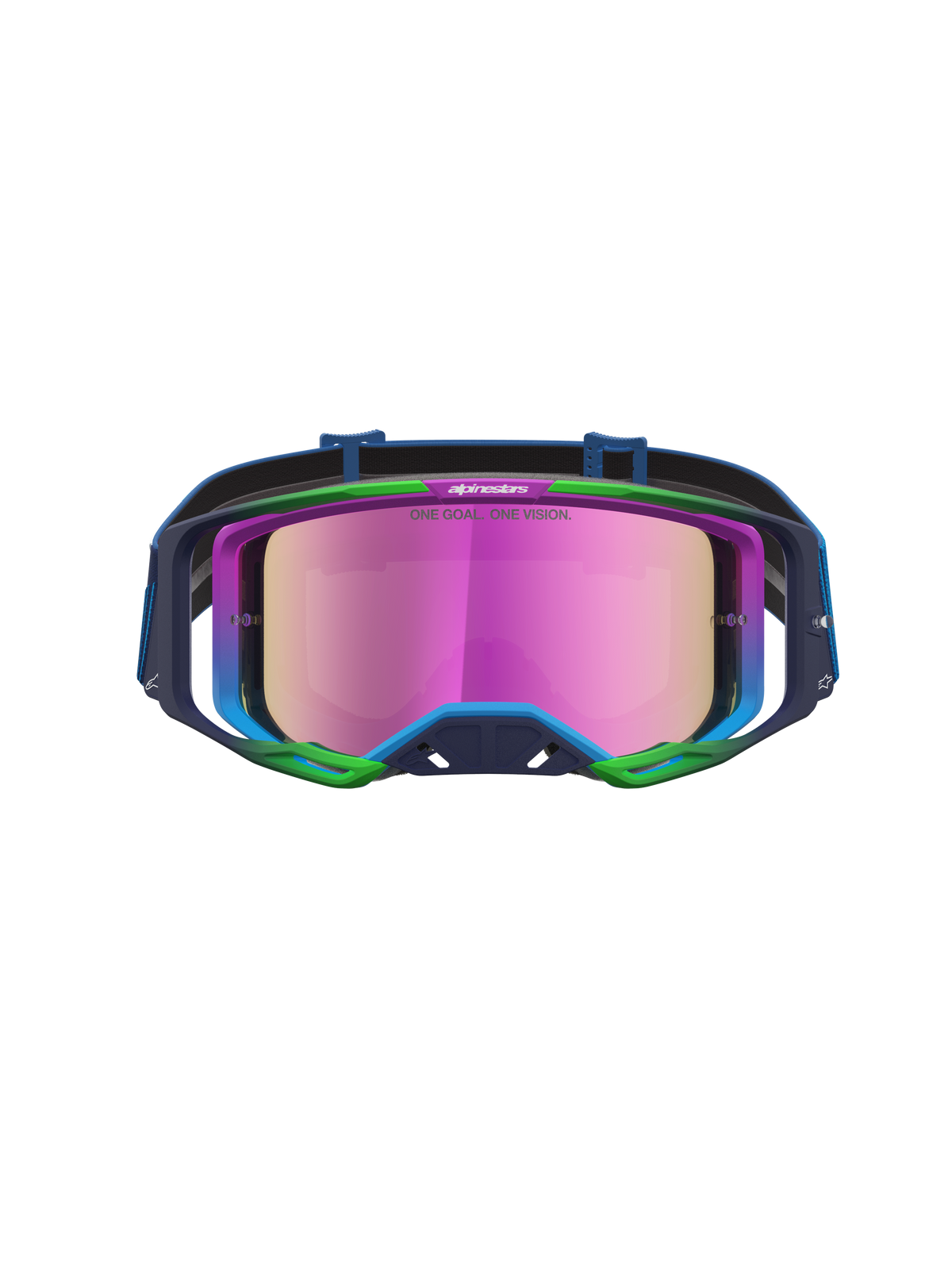 Alpinestars Vision 8 Maven Goggles, motocross-goggles med pink spejllinse, blå og pink A-FLEX ramme, RAM-AIR ventilation til off-road kørsel