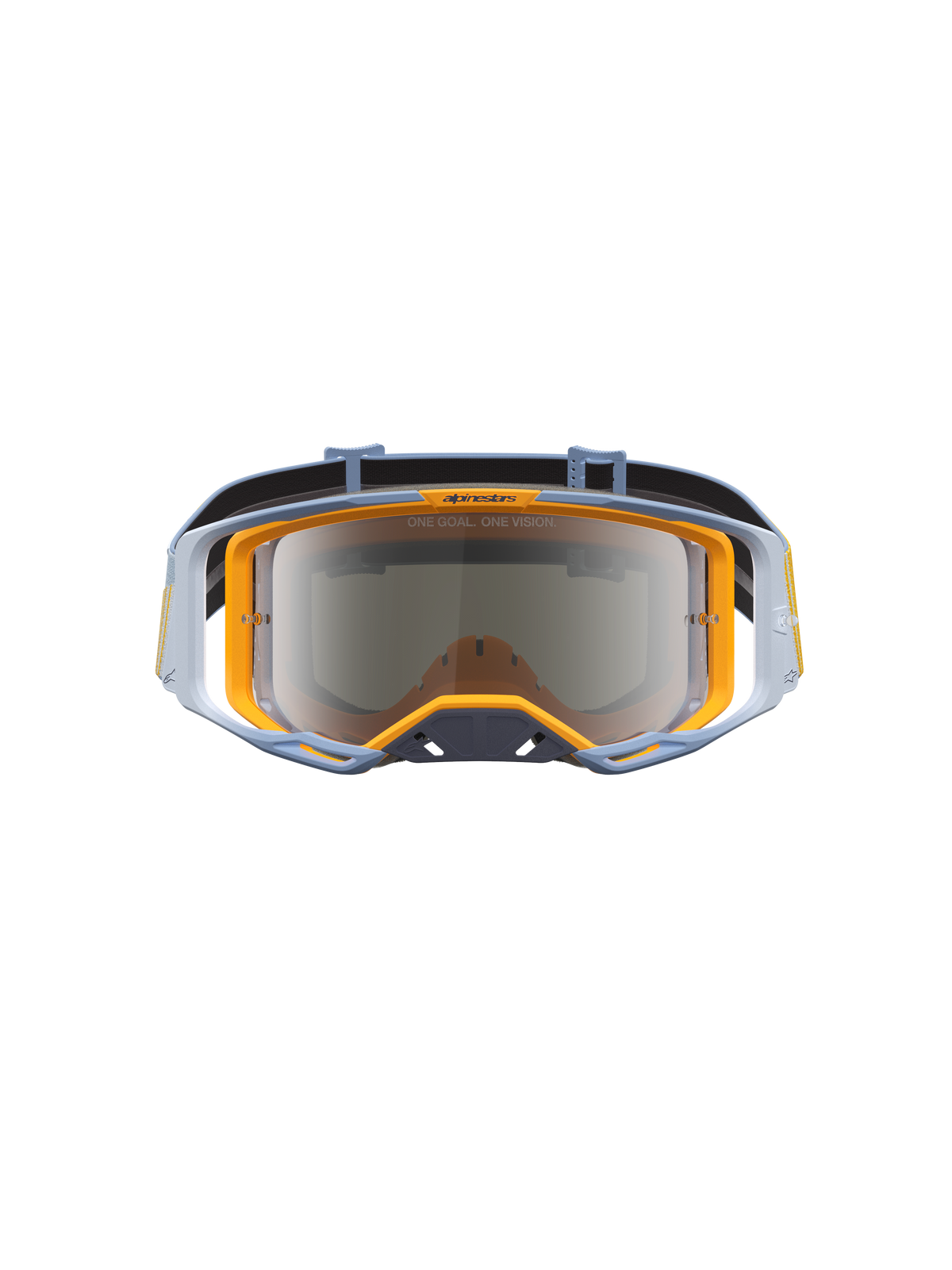 Alpinestars Vision 8 Maven goggles, motocrossgoggles i blå og orange med sølv spejllinse til off-road racing.
