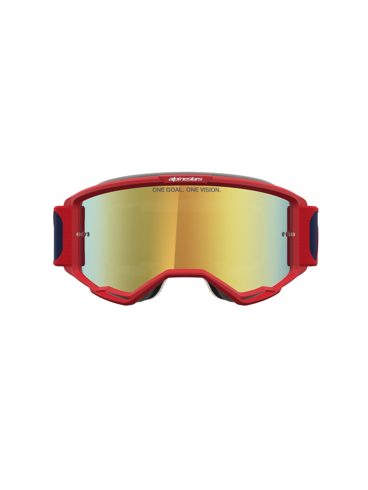 Alpinestars Vision 5 Drag Goggles, motocrossgoggles til mænd, rød og blå, A-FLEX ramme og guld spejllinse med RAM-AIR.