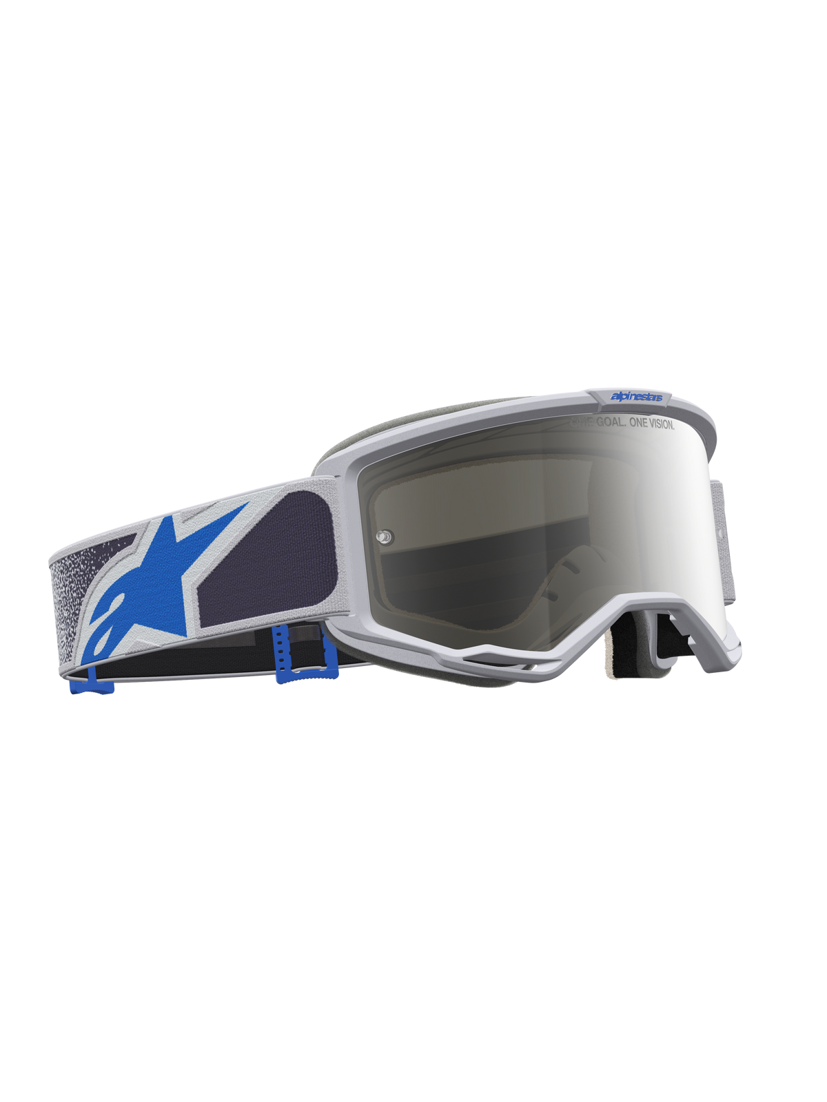 Alpinestars Vision 5 Drag goggles, motocrossbriller i lys lilla og blå med sølv spejllinse og fleksibel A-FLEX ramme