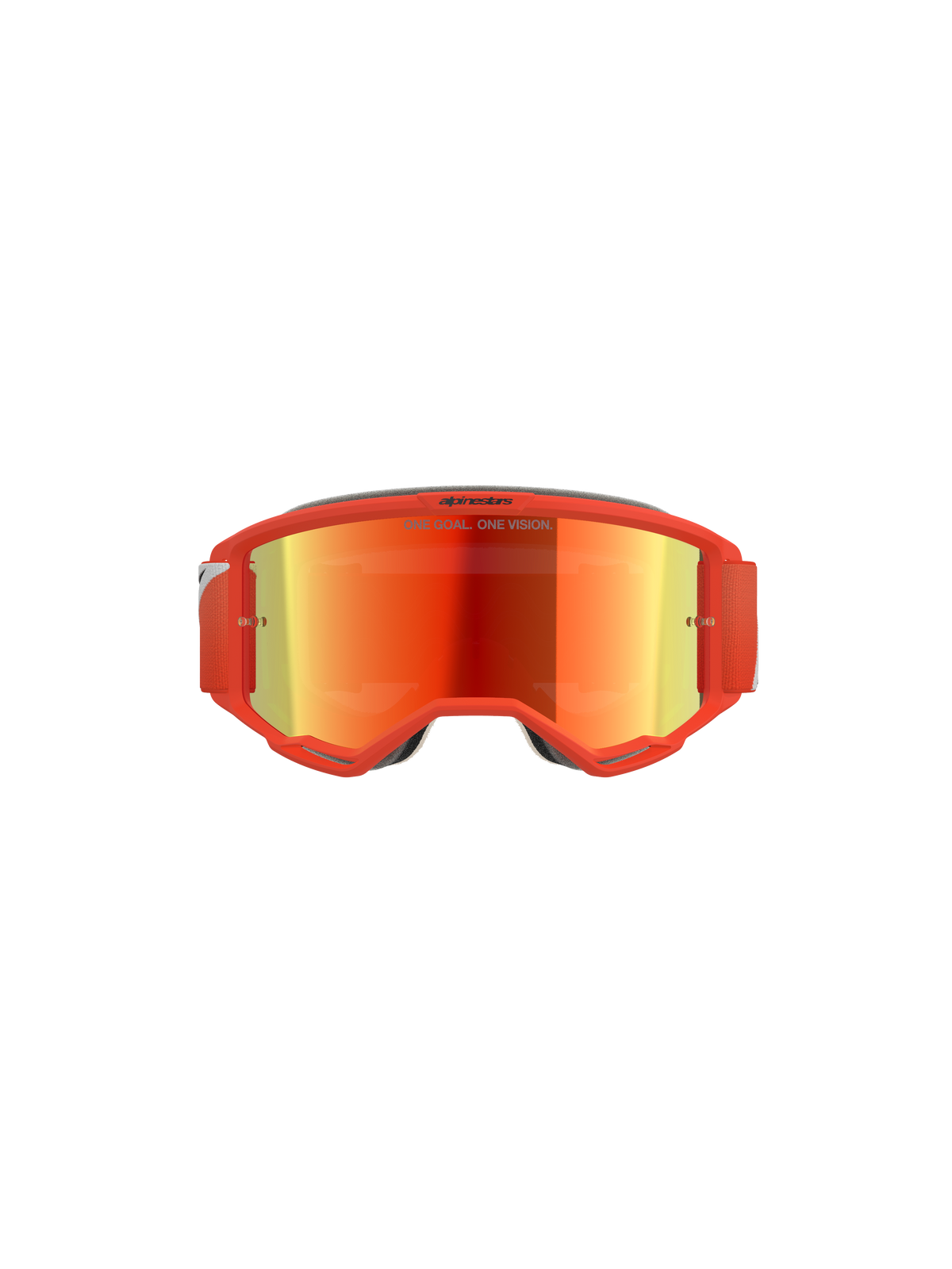 Alpinestars Vision 5 Corp-briller, motocross-briller, orange ramme med Orange Mirror Red reflekterende linse, rød justerbar rem, strømlinet off-road performance-design