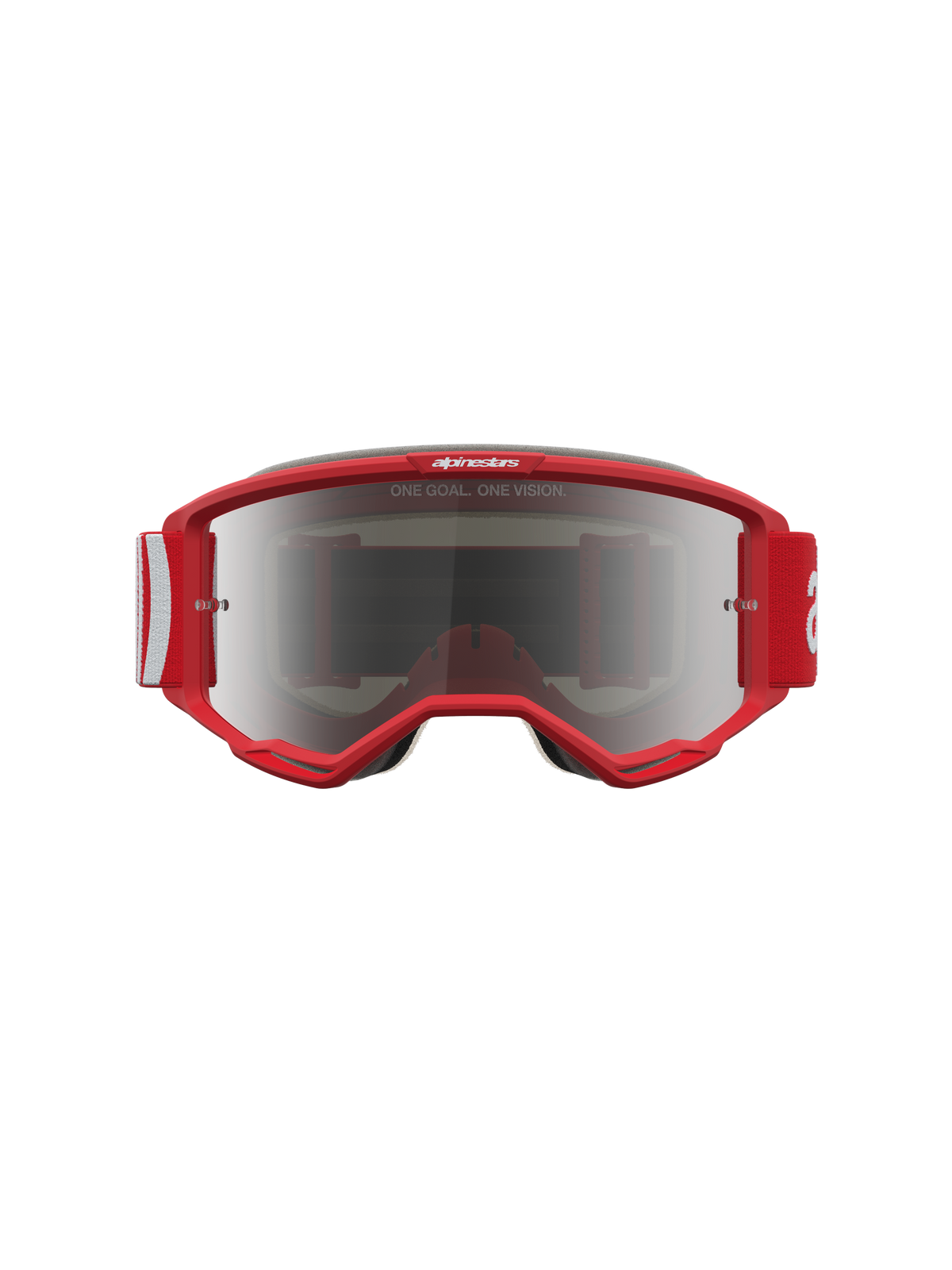 Alpinestars Vision 5 Hone goggles, motocross-goggles til off-road, rød og hvid, spejlsølv linse og RAM-AIR ventilation