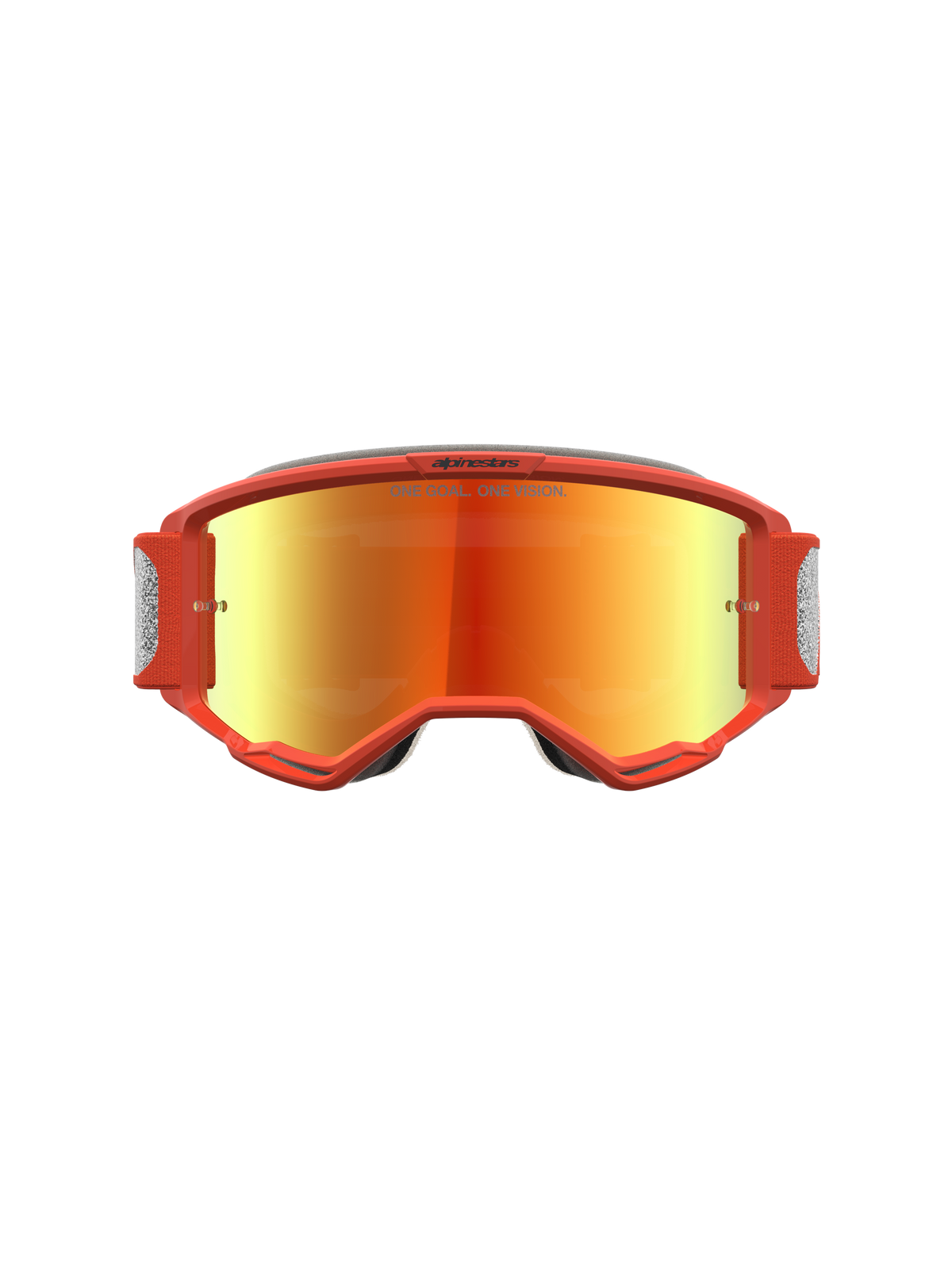 Alpinestars Vision 5 Rora Goggles, orange motocrossgoggles med sølv spejllinse, A-FLEX ramme til off-road kørsel.