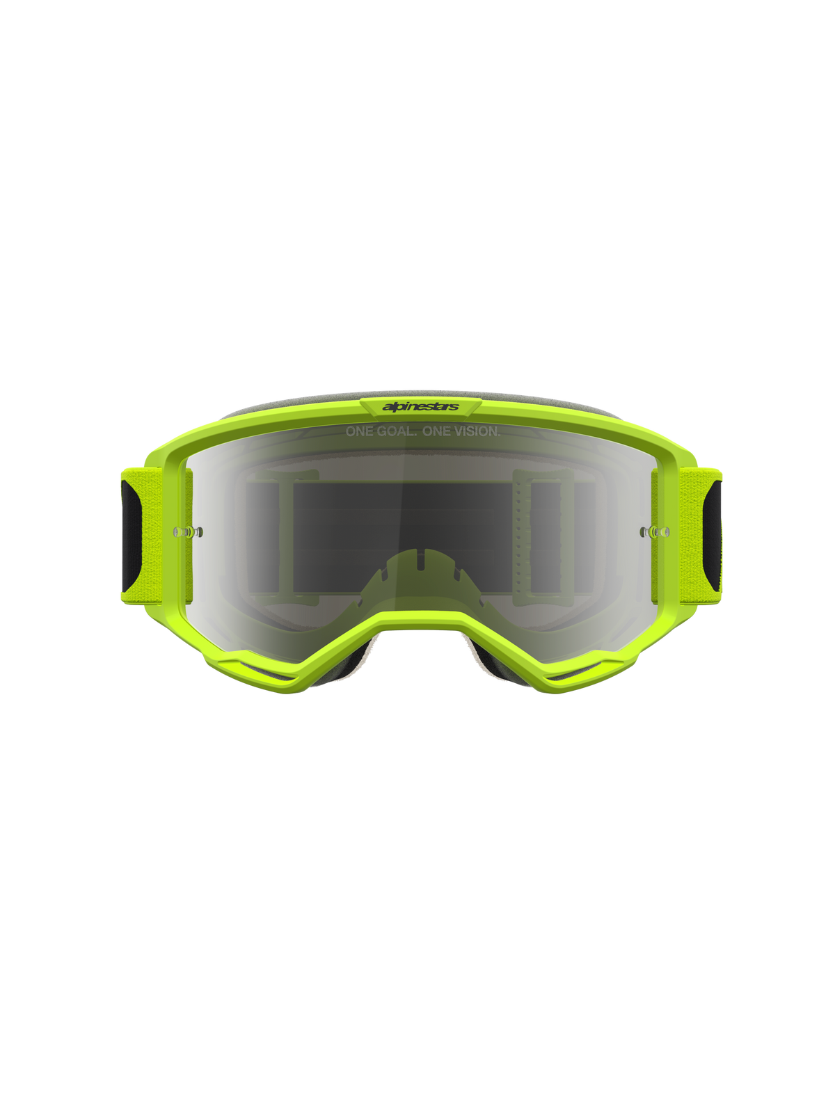 Alpinestars Vision 5 Rora Goggles, gul fluo motocross goggles med spejlsølv linse og RAM-AIR ventilation