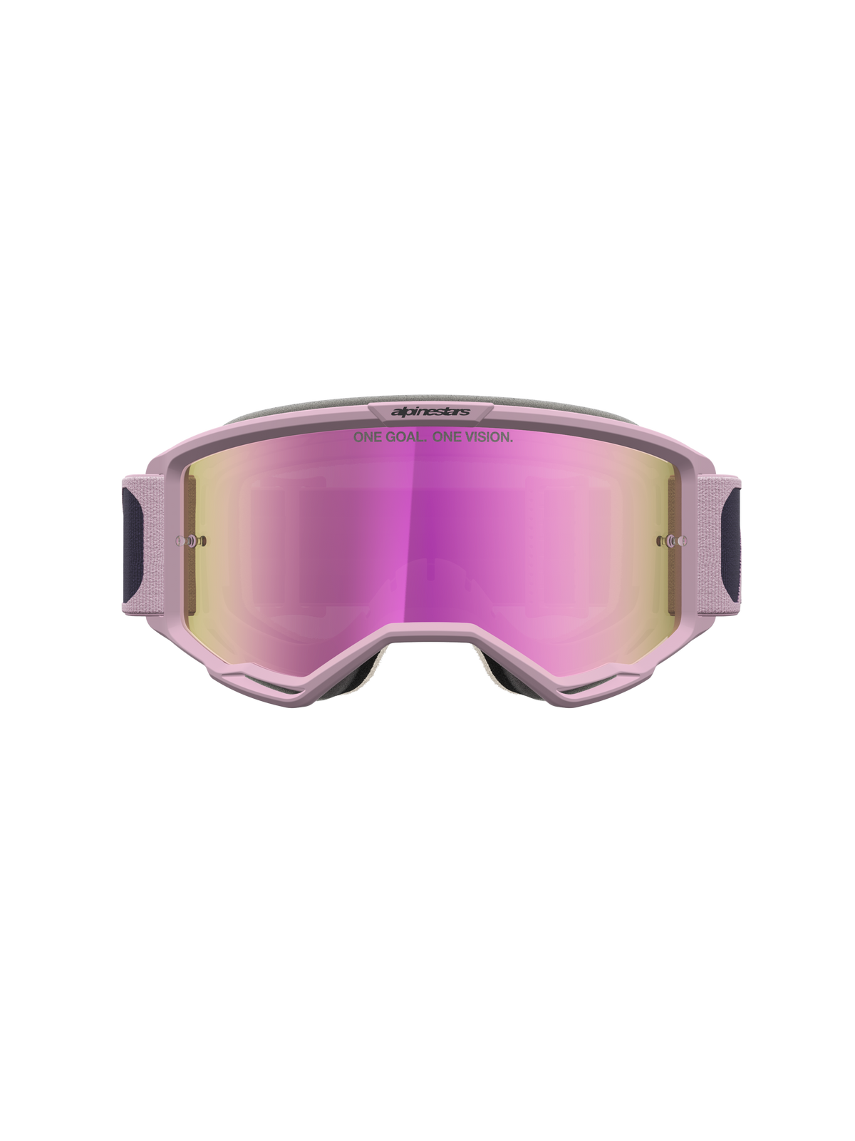 Alpinestars Vision 5 Rora goggles, motocrossbriller i grå og lyserød med lyserød spejllinse og A-FLEX-konstruktion