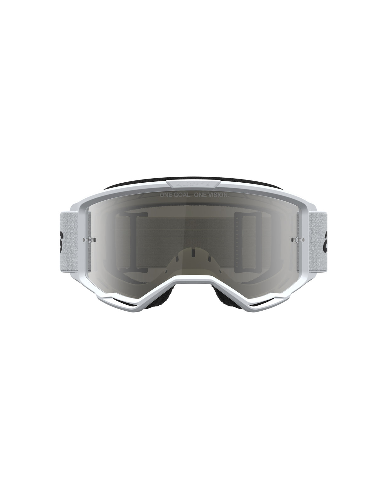 Alpinestars Vision 3 Wordmark Mirror Goggles, Motocross eyewear, White and Black with a Mirror Silver anti-fog lens.