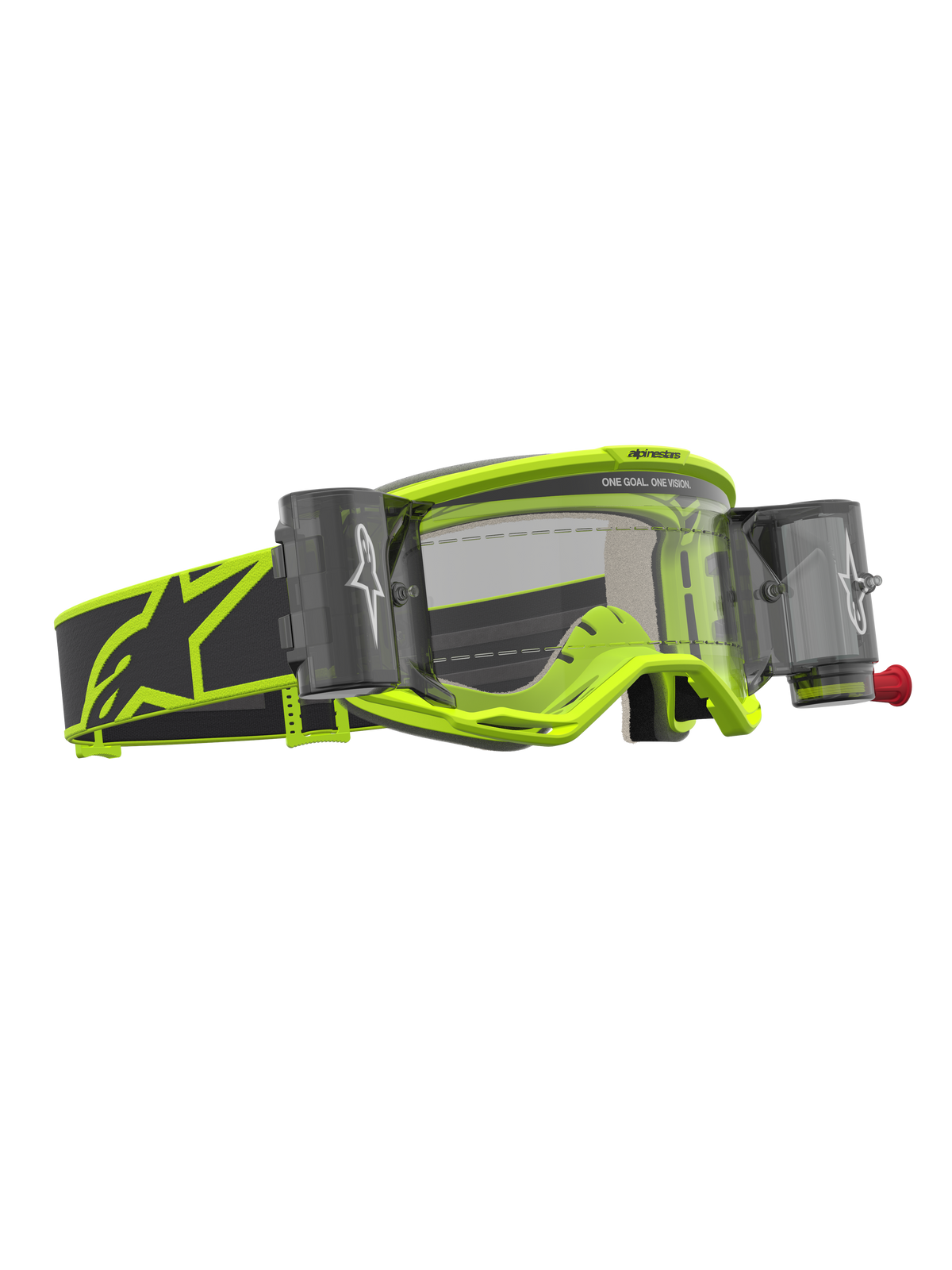 Alpinestars Vision 5 Rora roll off-goggles, motocross-goggles, gul fluo og sort, klar linse og integreret roll off-system.