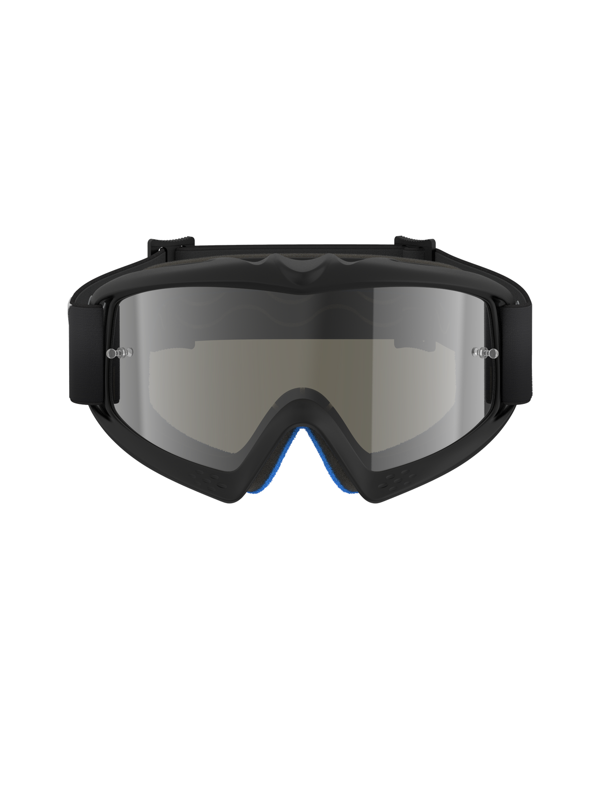 Alpinestars Vision Youth Corp Goggles, motocross-briller, Black Mirror Silver, set forfra med en spejlet polycarbonat-linse og sort A-FLEX urethan-ramme, professionel off-road øjenbeskyttelse til unge kørere