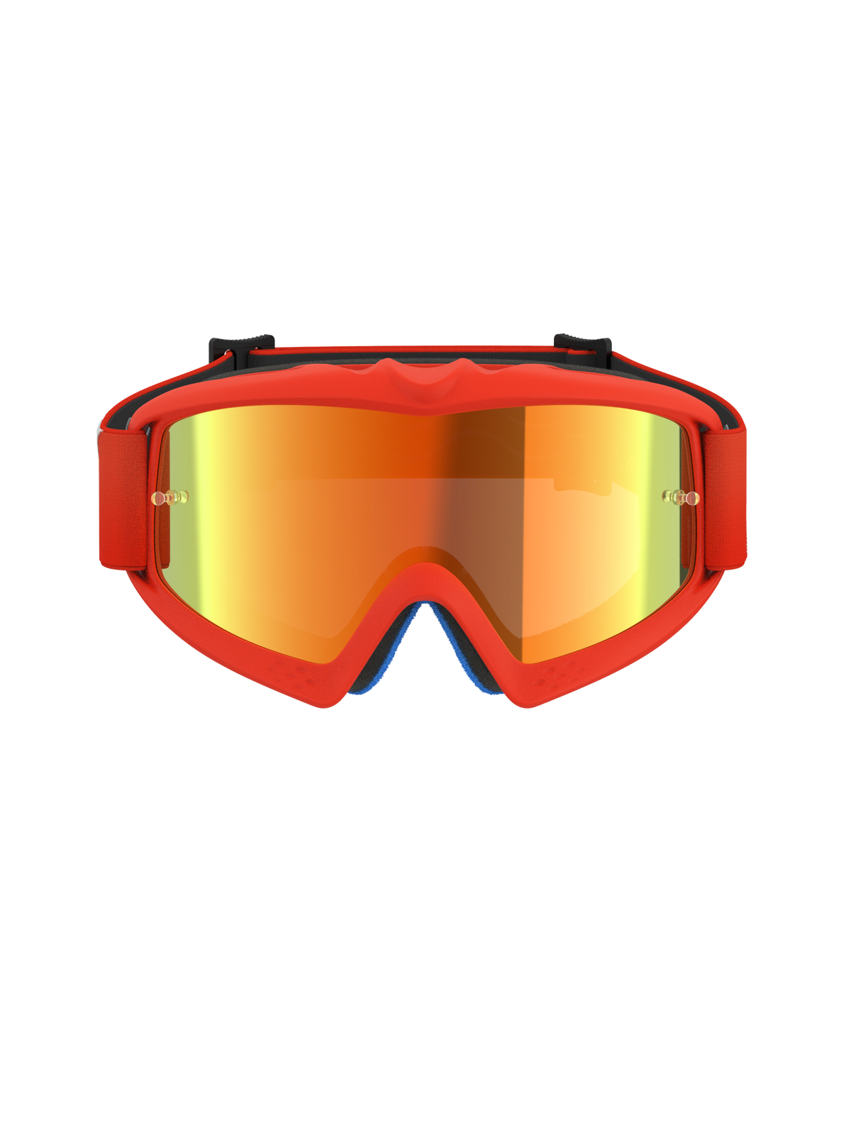 Alpinestars Vision Youth Corp Briller, motocross-briller, orange og rød spejleffekt, med en klar orange urethanramme, spejlreflekslinse og matchende orange rem, designet til unge kørere og off-road racing