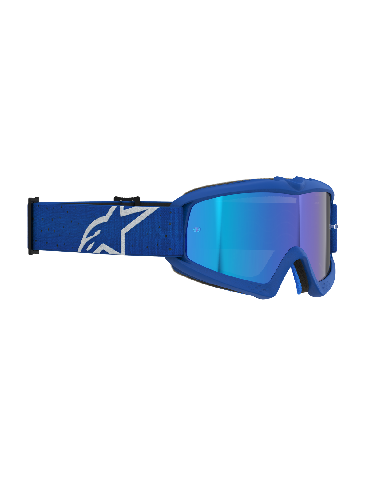 Alpinestars Vision Vesta Goggles Ungdom, motocrossbriller, blå og hvid, med blå spejlreflekslinse, anti-dug og CE-certificeret beskyttelse.