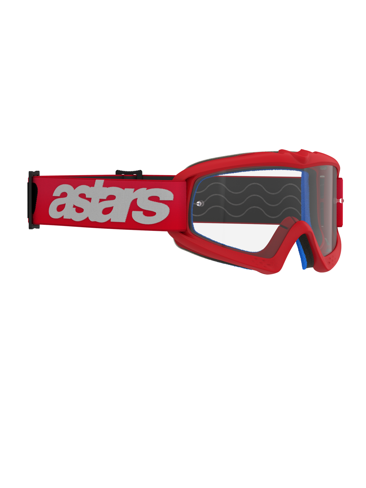 Alpinestars Vision Youth Blaze Goggles, motocross-briller, rød og klar, rød rem med hvidt astars-logo, racerbriller specifikt til unge med anti-dug polycarbonat-linse
