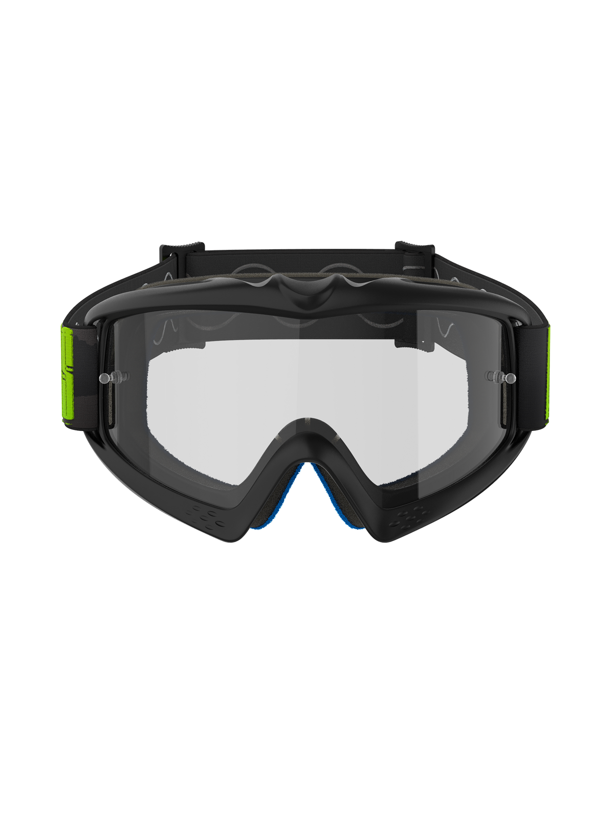 Alpinestars Vision Youth Hollow goggles, motocross-briller, koksgrå og fluoriserende gul, klar anti-dug linse med tear-off-stolper, sort vævet rem med fluoriserende gule detaljer, beskyttende off-road briller til unge ryttere