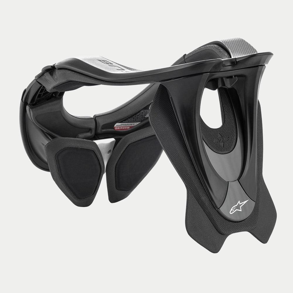 Alpinestars BNS Tech 2 nakkestøtte, motocross nakkebeskytter, sort og Cool Gray, avanceret carbon-polymer konstruktion, ergonomisk ramme med bagstabilisator og polstret interiør, letvægtsbeskyttelse til off-road kørsel