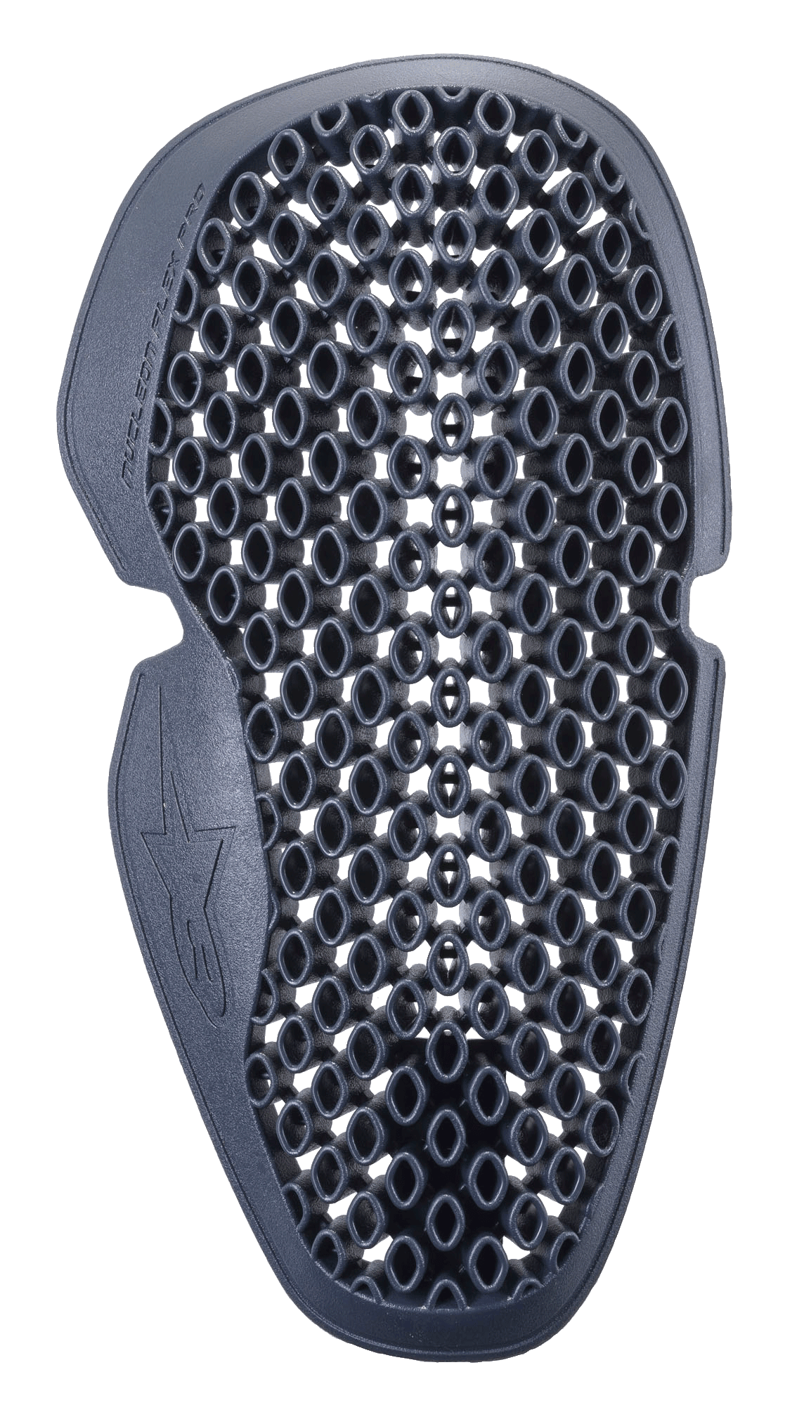 Alpinestars Nucleon Flex Pro albuebeskytter, antracitgrå, ventileret bikubeformet gitterdesign, let og fleksibel beskyttelsesindsats til motorcykeludstyr, med ergonomisk udformning og Alpinestars-logo