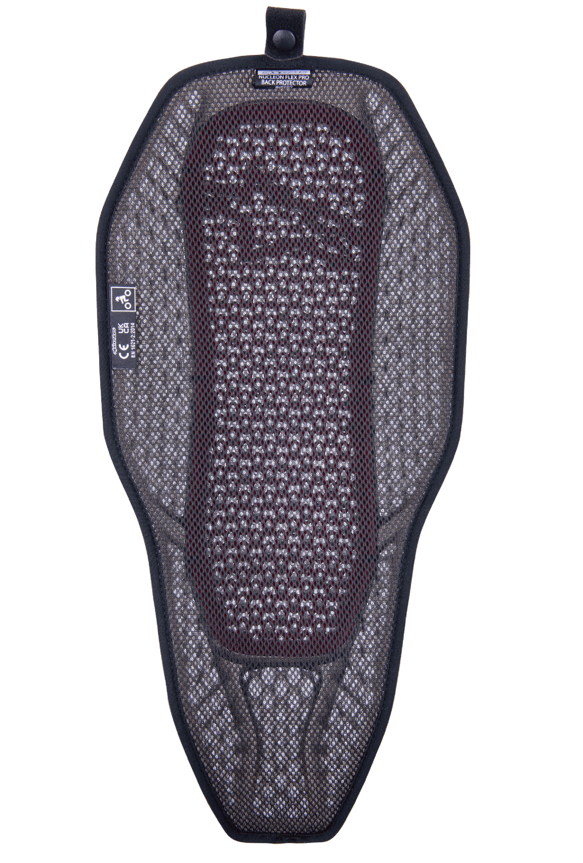 Alpinestars Nucleon Flex Proi fuld rygbeskytterindsats, motorcykel rygbeskytter, transparent smoke rød, gråt 3D-mesh-for med synlig rød kerne, højventileret hybrid-design med trykknap til integration i jakke