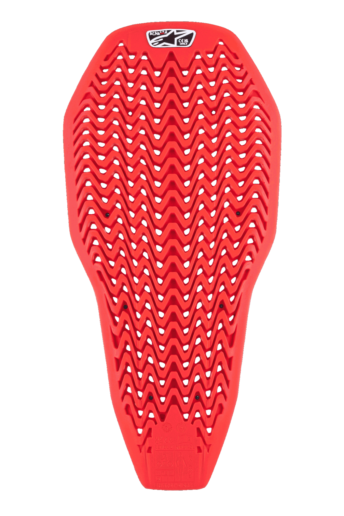 Alpinestars Nucleon Plasma Full Back Protector Insert, rød, rygbeskyttelse til motorcykel med zigzag-perforeret mønster, letvægts og fleksibelt design til ventilation, stødabsorberende beskyttelsesindsats