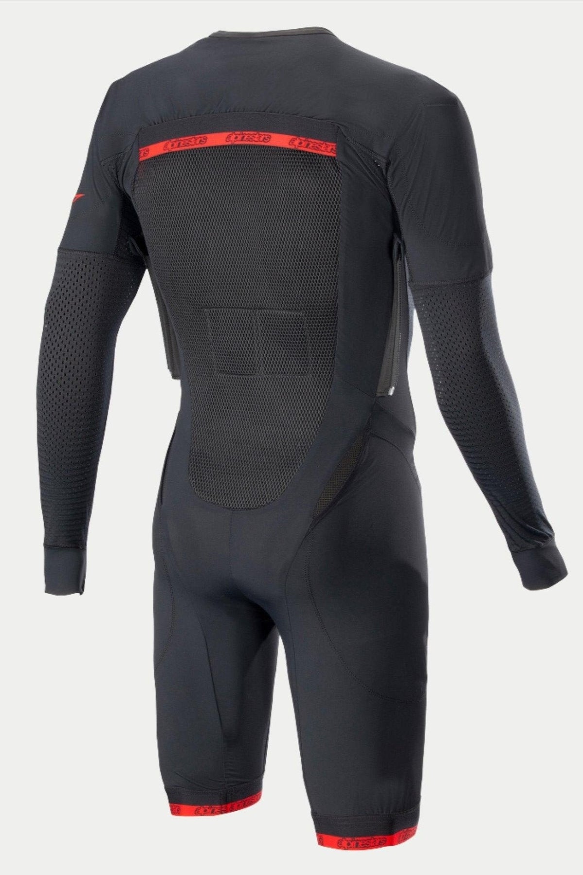 Alpinestars Tech-Air System Teknisk Lag, sort og rød motorcykelunderdragt med mesh-ventilation, set bagfra.