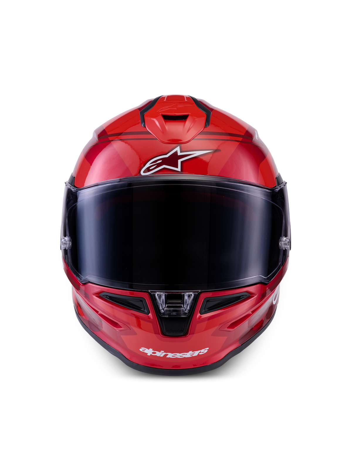 Alpinestars S-R7 A-Core Helmet ECE 22.06, full face motorcycle helmet in Red and White with glossy carbon finish and optical class 1 clear visor