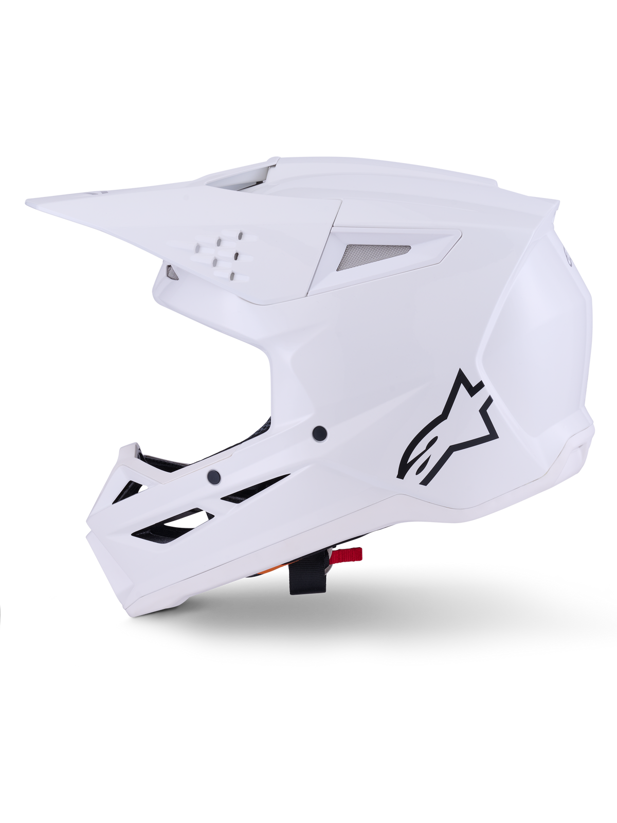 Alpinestars S-M3 Solid hjelm, motocross-hjelm, hvid blank, med et strømlinet aerodynamisk design, integreret visir og flere ventilationsporte til off-road racing