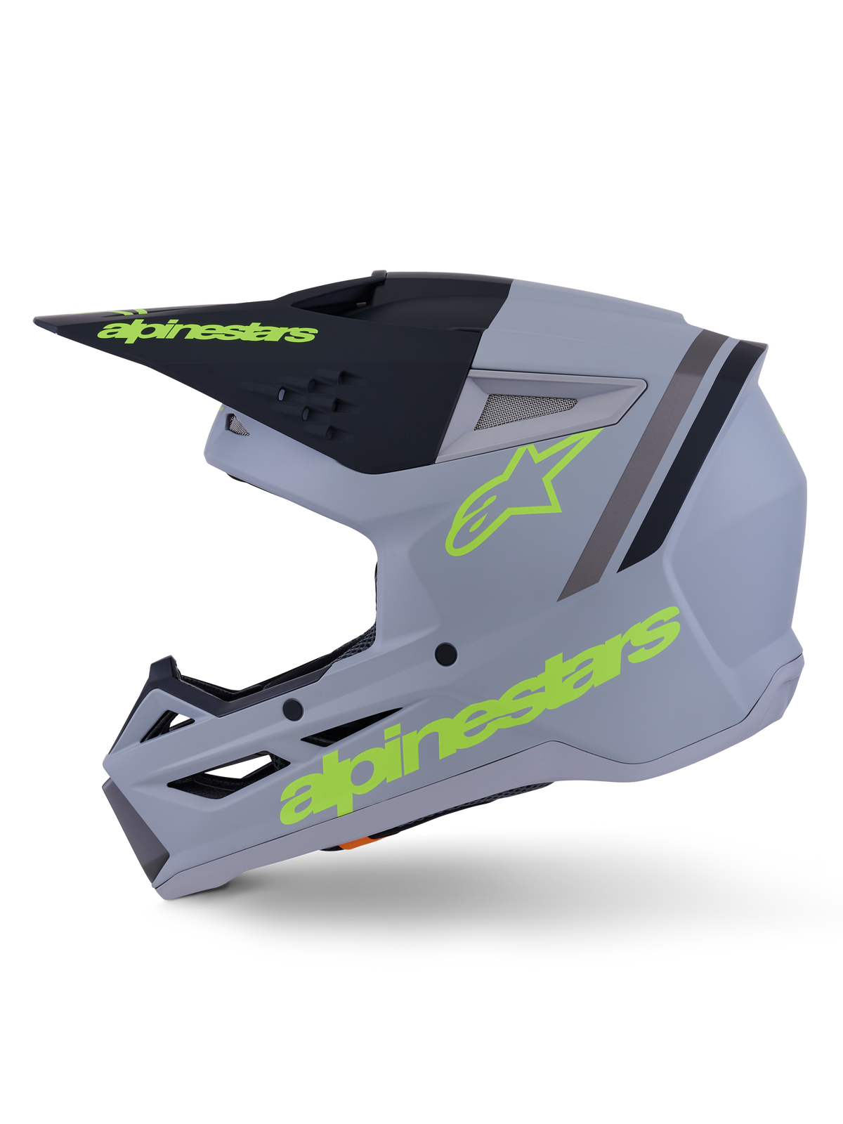 Alpinestars S-M3 Radium hjelm, motocrosshjelm, grøn, sort og neongul mat, termo-injiceret skal med integreret visir og ventilationsporte med høj gennemstrømning, designet til MX- og enduro-kørsel