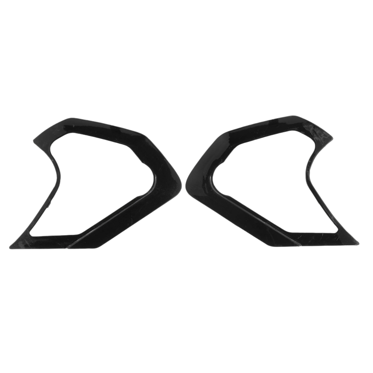 Alpinestars Supertech R10 cover til visirmekanisme, blank sort, et par plastik-reservedele til visirmekanismen, geometrisk form med udskæringer, officiel reservedel til S-R10-hjelme