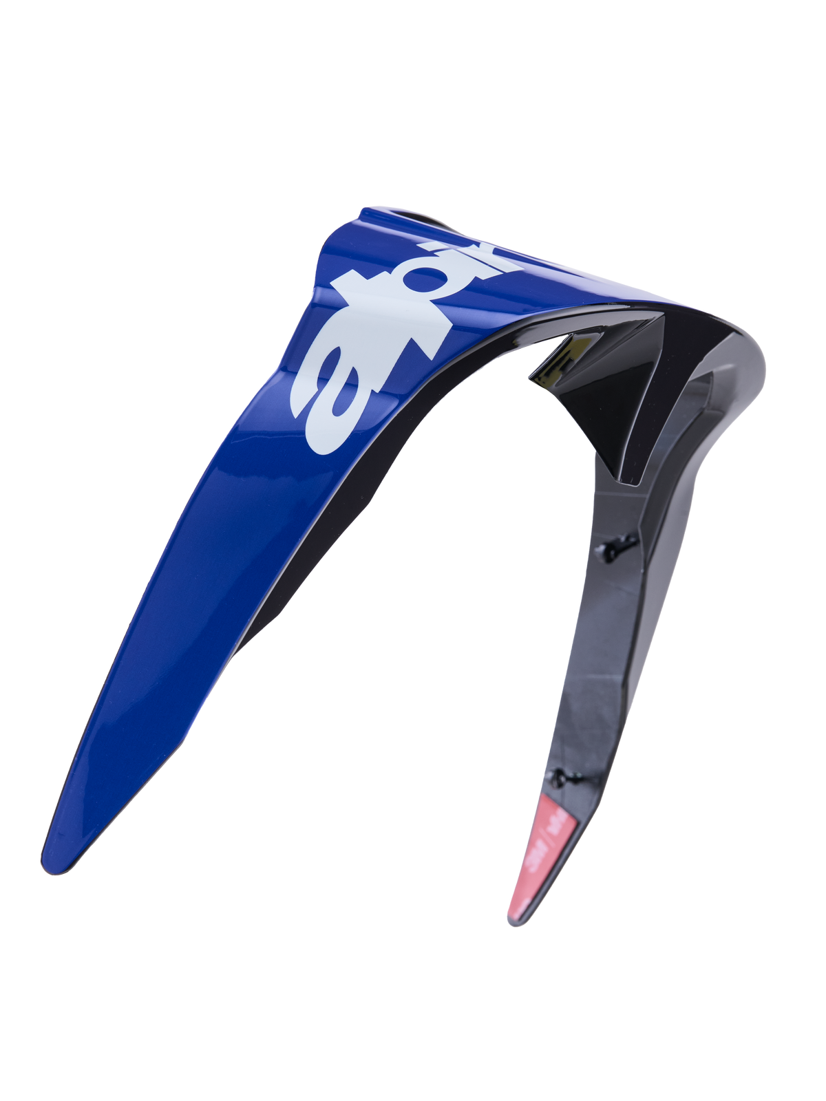 Alpinestars Supertech R10 Arius Standard Spoiler, hjelmtilbehør, blank blå og sort med hvid branding, aerodynamisk formstøbt plastdesign, reservedel til motorcykelracerhjelme