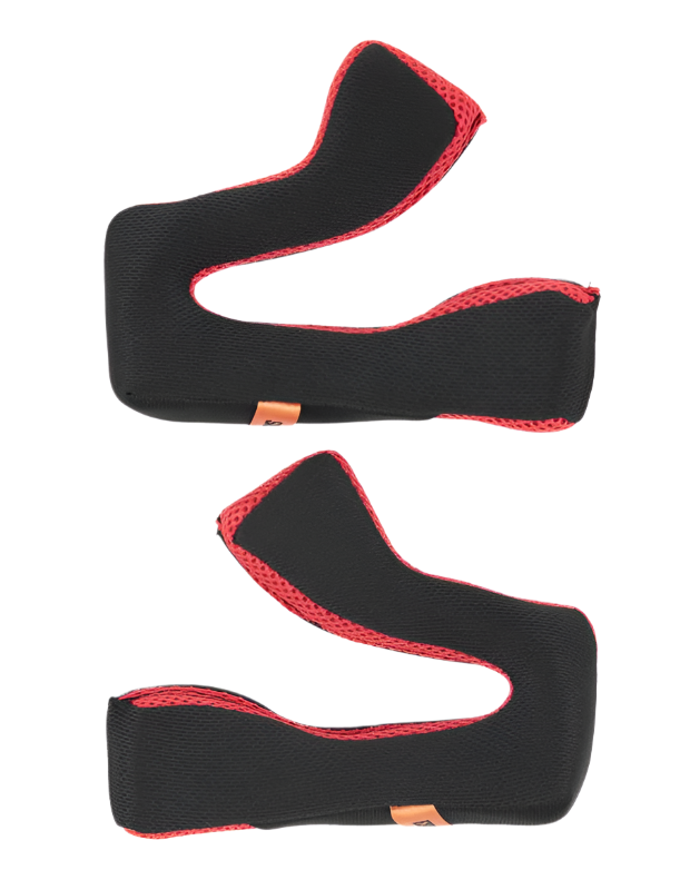 Alpinestars S-M5 kindpudesæt +5 mm, udskiftelig indvendig polstring til hjelm, sort stof med røde mesh-detaljer, ergonomisk buet design, hjelmtilbehør til motocross og terrænkørsel