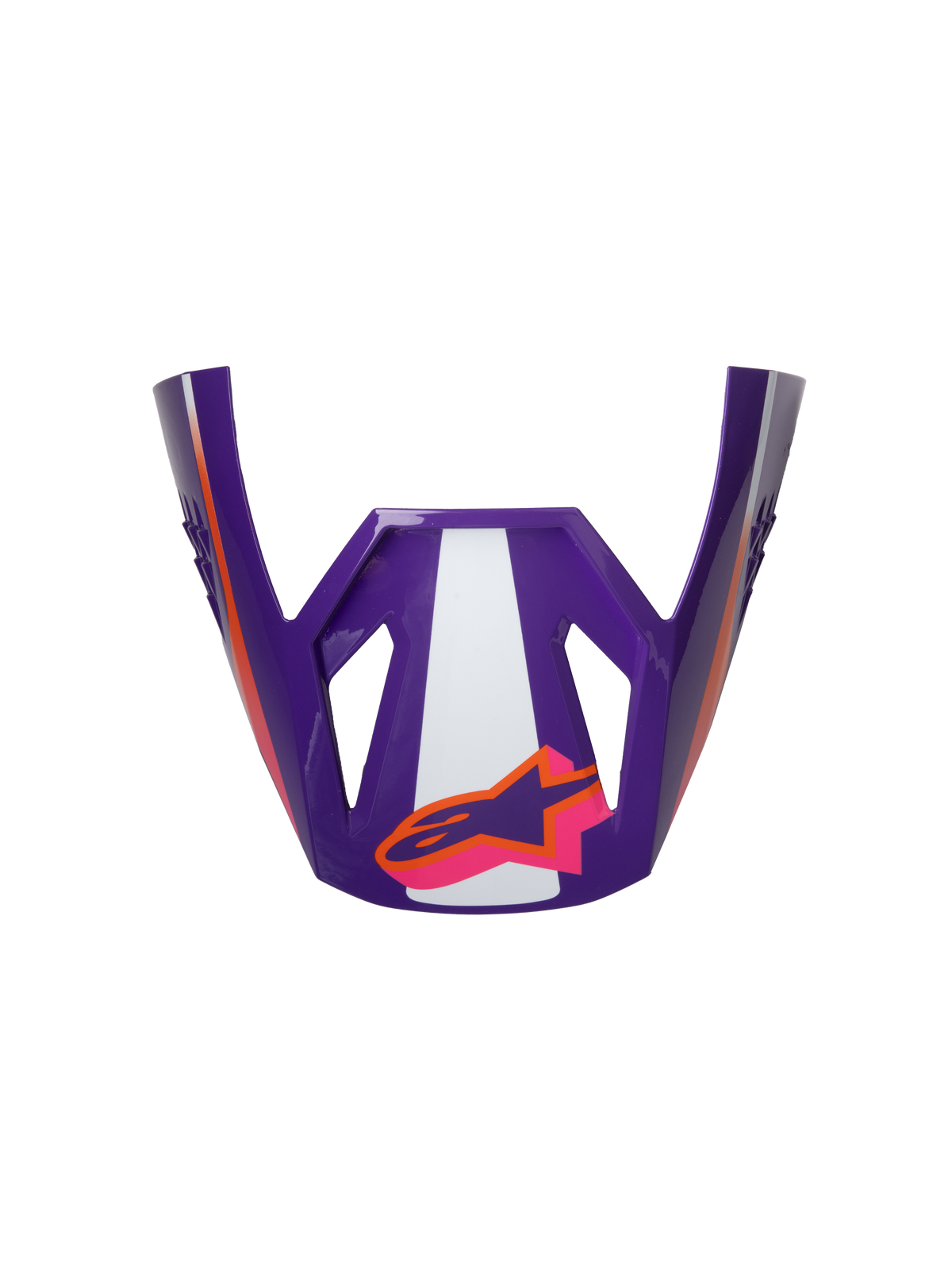 Alpinestars S-M3 Heat ECE06 motorcykelhjelm visir, racing visir, lilla, hvid og pink, blank finish, orange detaljer med stjerne-logo, kantet design med sportslige udskæringer