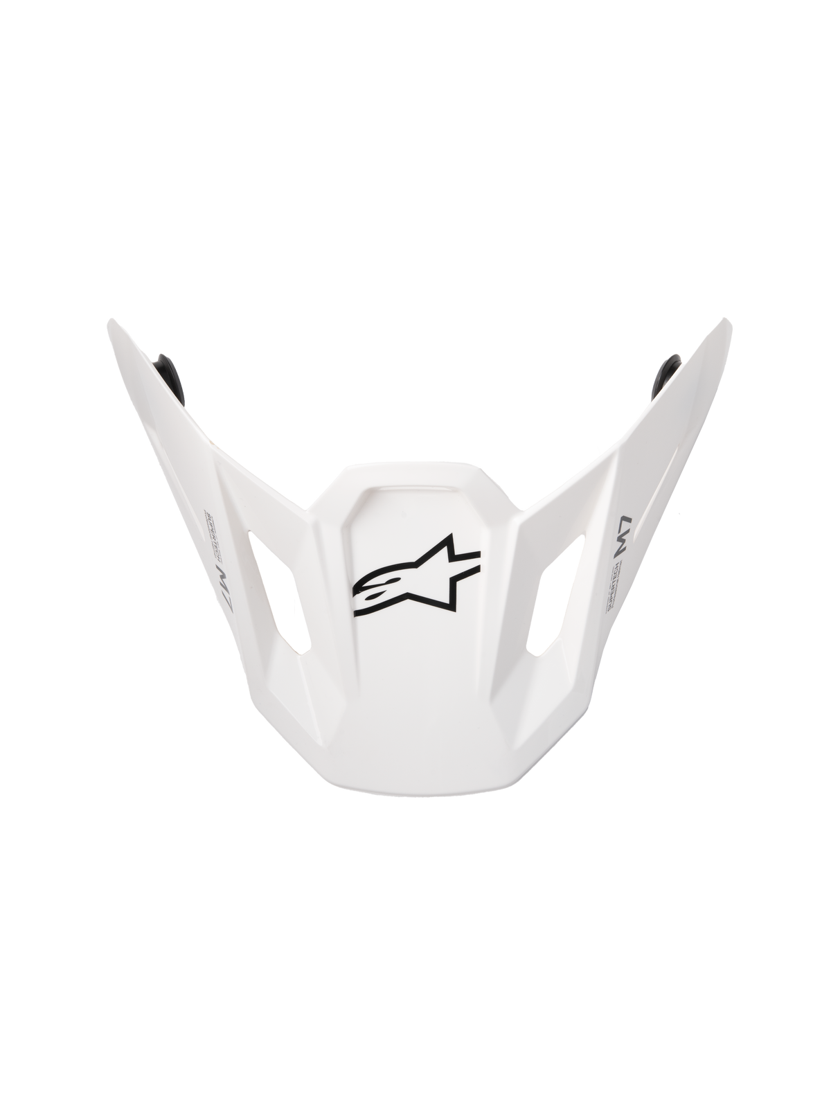 Alpinestars S-M7 Solid ECE06 Visor, erstatningsskygge til motocrosshjelm, hvid blank finish, med sort stjernelogo, vinklet aerodynamisk design med rektangulære ventilationsudskæringer, kompatibel med S-M7 hjelme