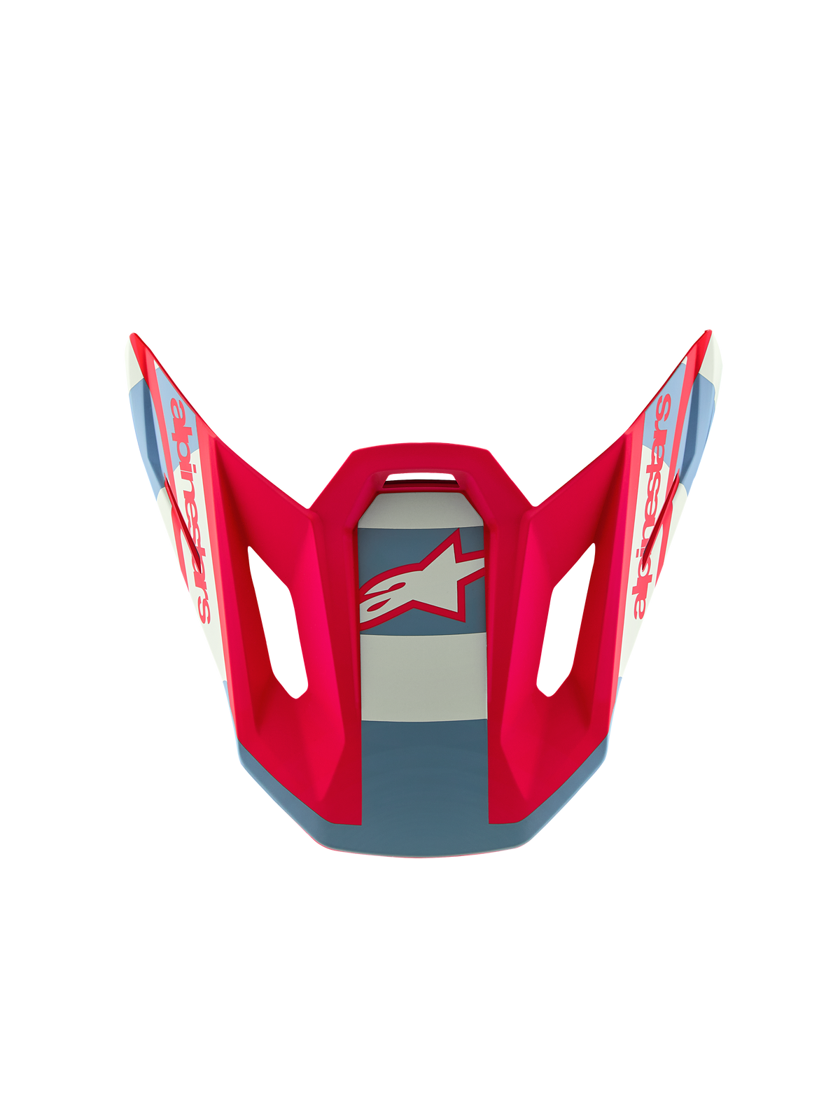S-M7 Beast Coast visir i rød og blå med hvidt Alpinestars-logo, officiel reservedel til motocross-hjelm.