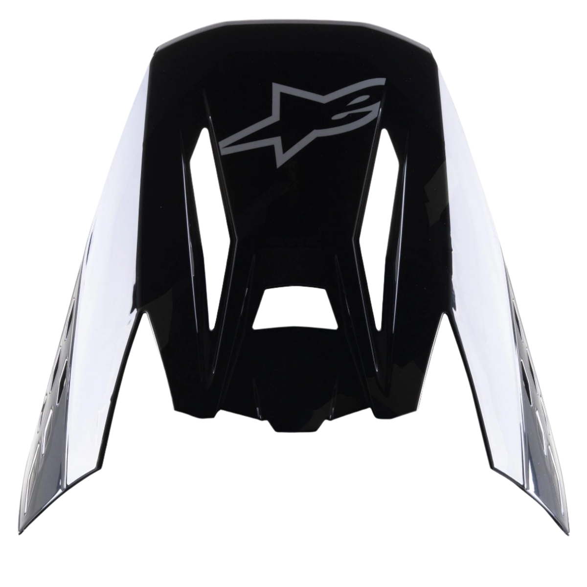 Alpinestars S-M5 Rover visir, tilbehør til motocross-hjelm, blank sort antracit-camo, blank sort finish med gråt stjernelogo, aerodynamisk design med udskæringer til luftgennemstrømning