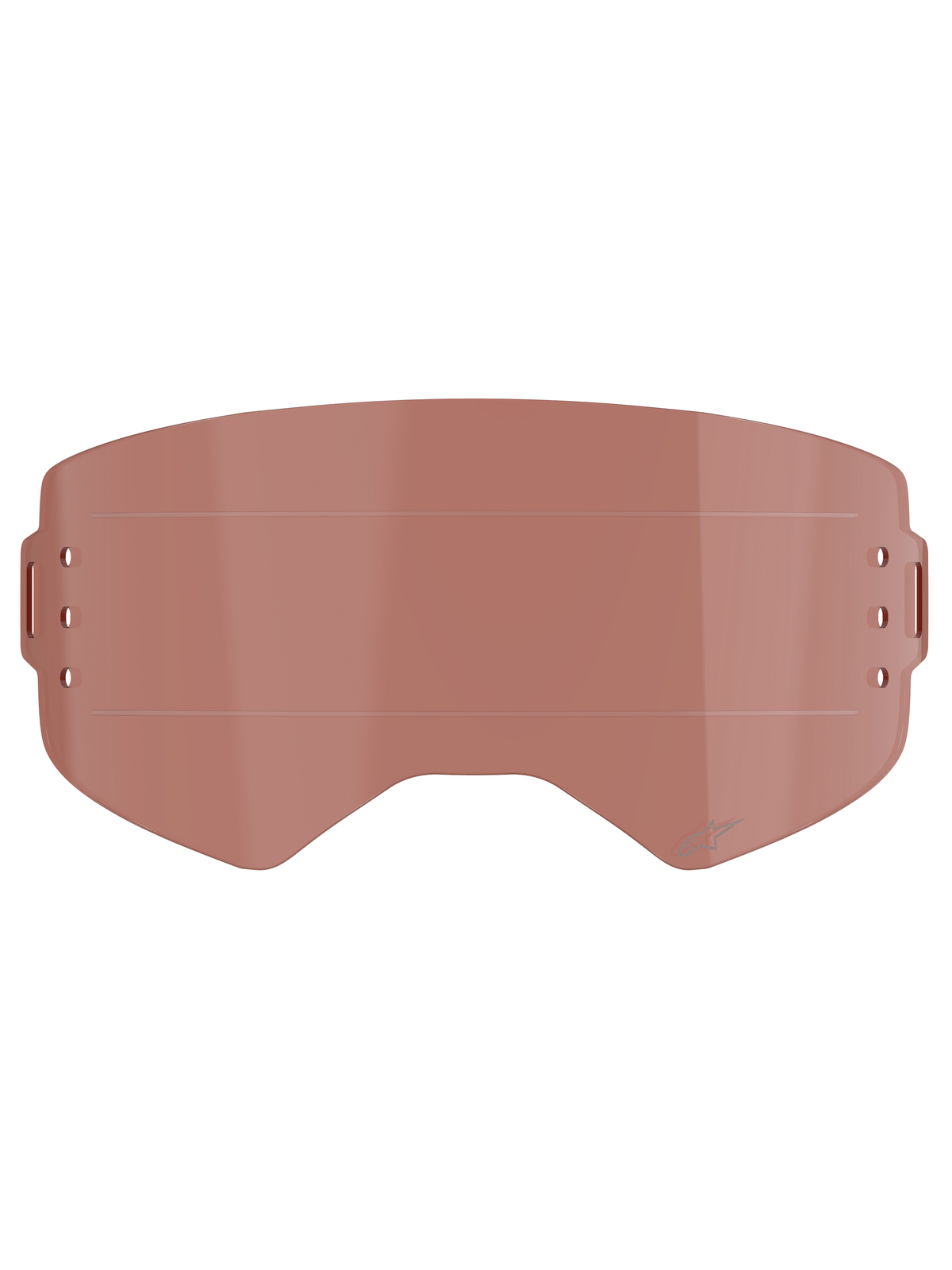Alpinestars Supertech Wide Vision Roll-Off linse, tilbehør til motocross-briller, kobber/rose nuance, har vandrette glide-linjer og side-monteringspunkter, slagfast polycarbonat til motocross og off-road brug