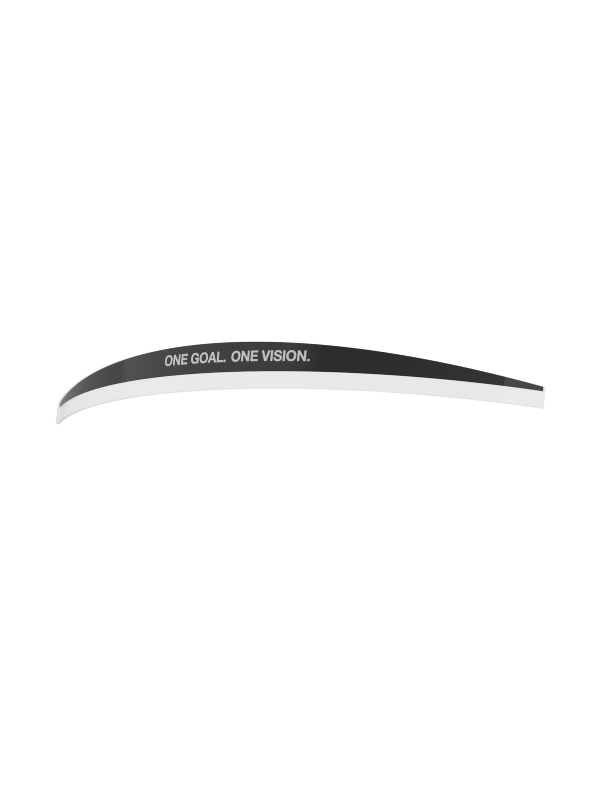 Alpinestars Vision 8-5-3 Roll Off Mud Strip, Motocross Goggle Accessory, Black and White, curved adhesive visor strip featuring "ONE GOAL. ONE VISION." branding, designed to divert water and mud over roll-off film