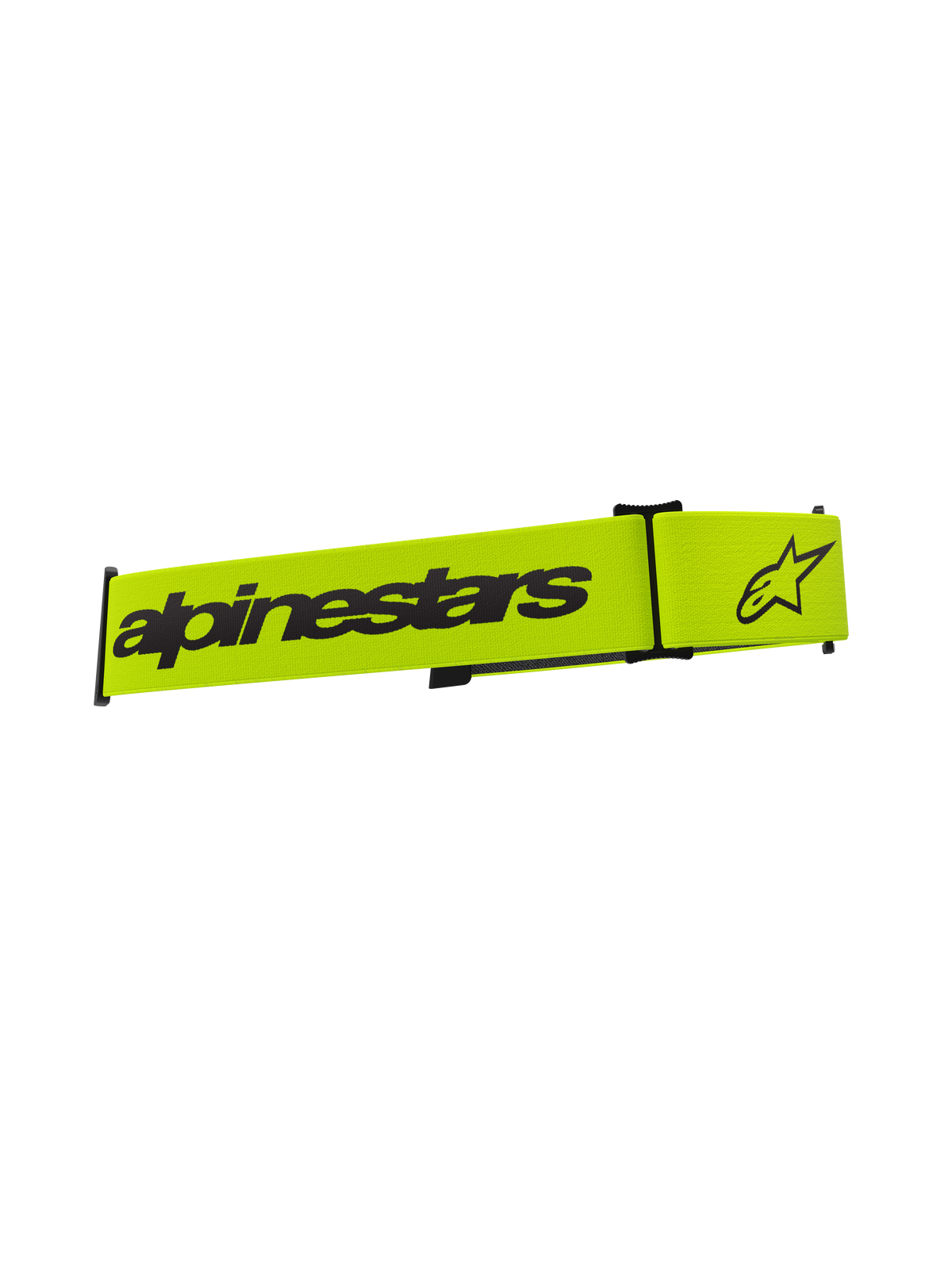 Alpinestars Supertech Goggles rem, tilbehør til motocross-briller, gul fluo og sort, med sort Alpinestars-ordmærke og stjernelogo, udskiftningsrem til off-road briller