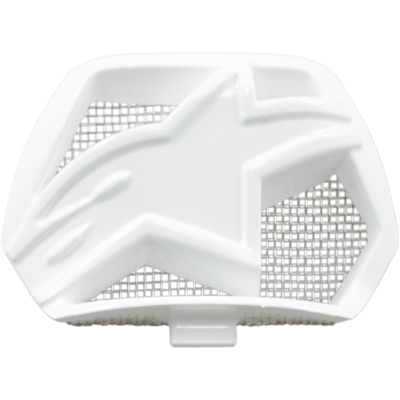Alpinestars Supertech M10/M8 hjelm hageventil, hvid, udskiftelig ventilationsdel med stjerneformet design og sølvfarvet netgitter, tilbehør til motorcykelhjelm