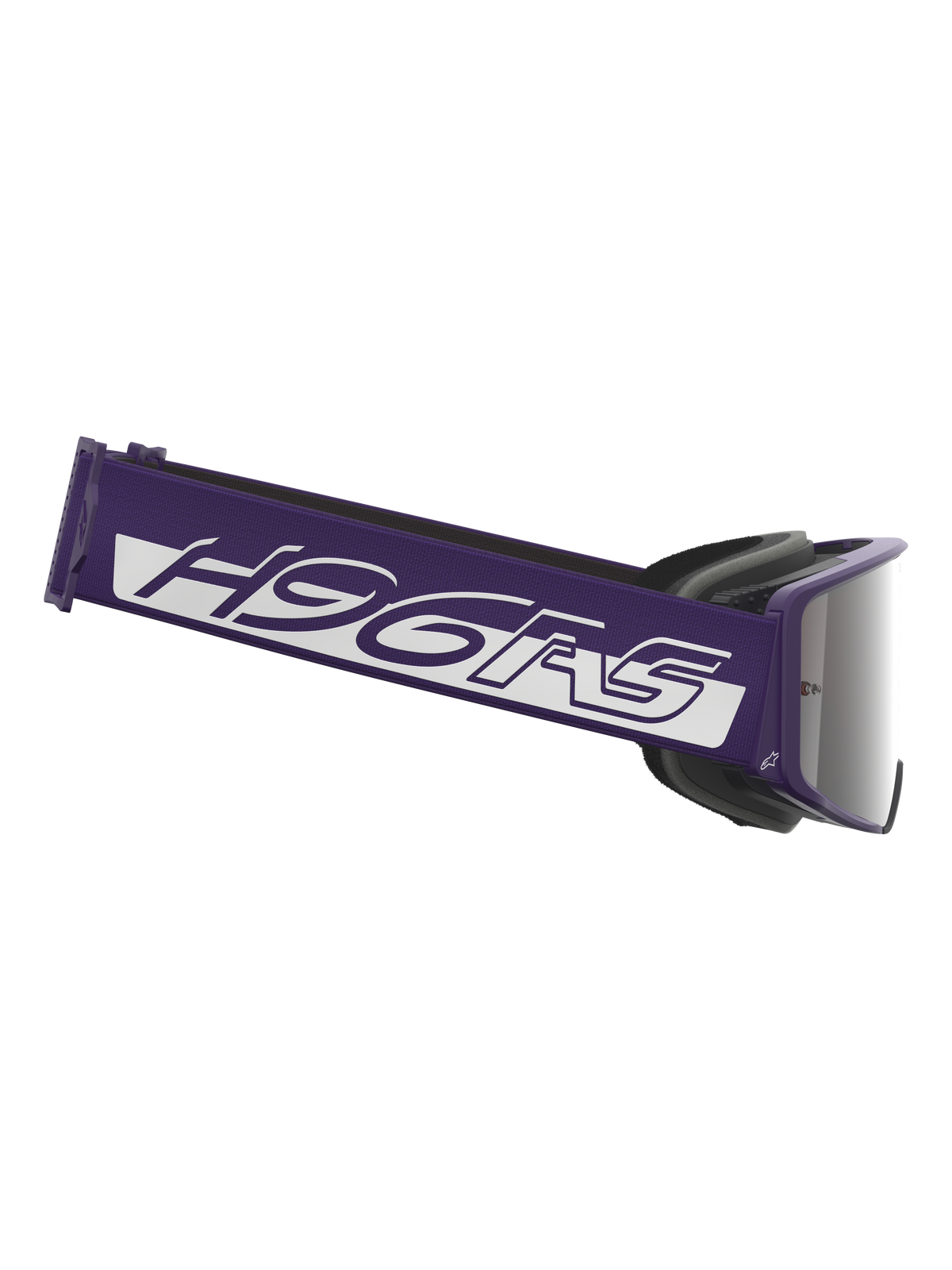 Alpinestars Limited Edition HUNTA96 XXV Supertech Vision Goggles, Motocross Goggles, Purple and White with Silver Mirror Lens, featuring a wide purple strap with white H96RS branding and GT3-inspired design