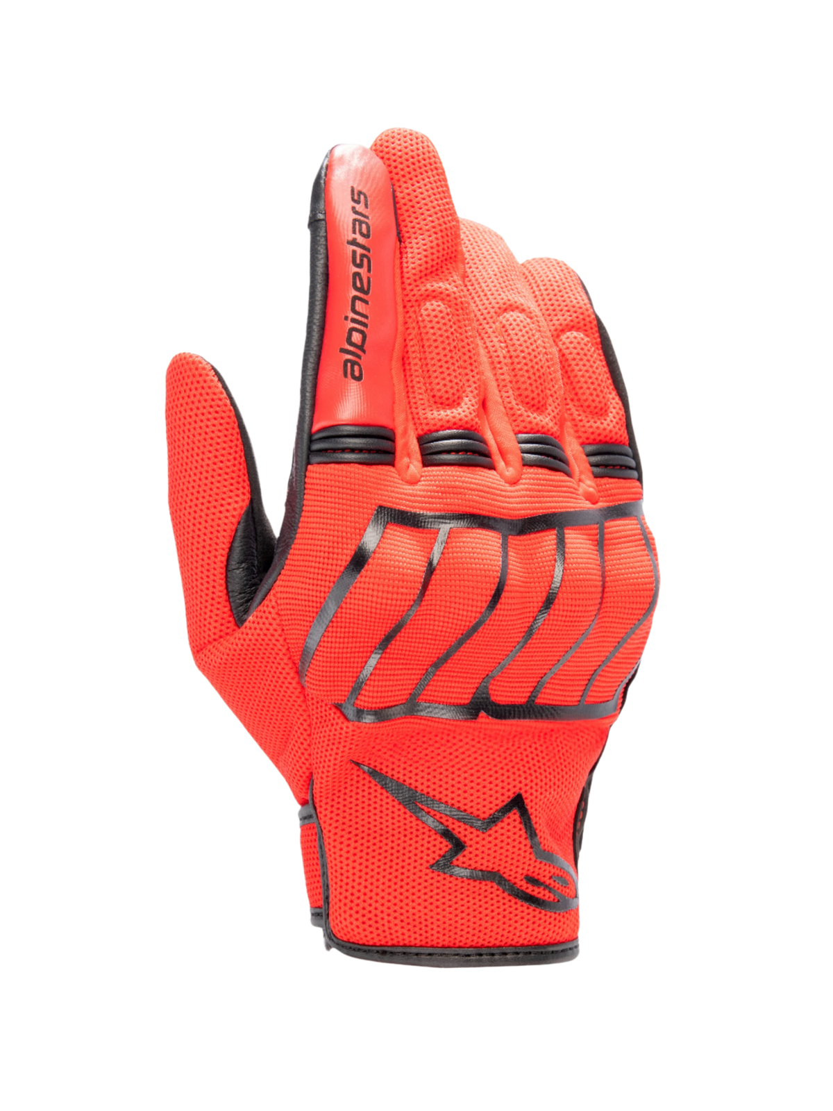 Alpinestars MM 93 Losail V2 handsker, urban motorcykelhandsker, skarp rød og sort, åndbar mesh-konstruktion med hård knobeskyttelse, sort Alpinestars-logo på håndleddet, kort manchet, polstrede fingerdetaljer