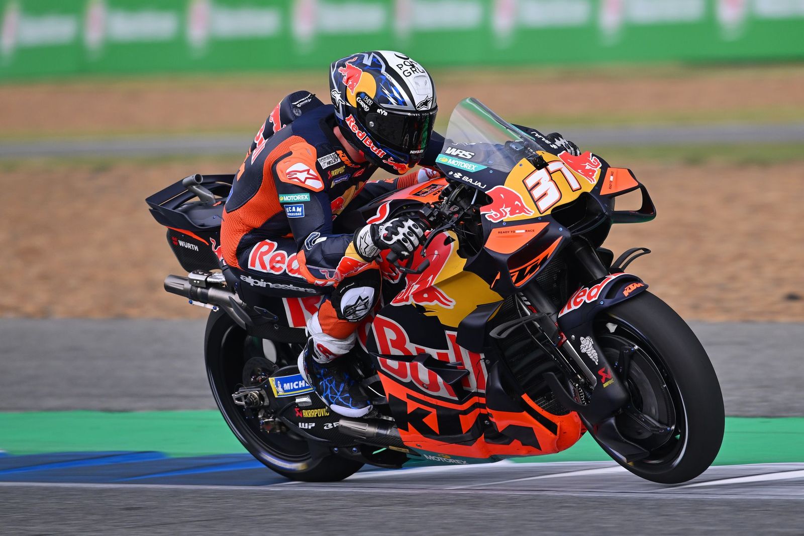 PEDRO ACOSTA AT THE SHARP END OF THE MOTOGP RACE ACTION IN GRAND PRIX OF THAILAND; RAUL FERNANDEZ THIRD