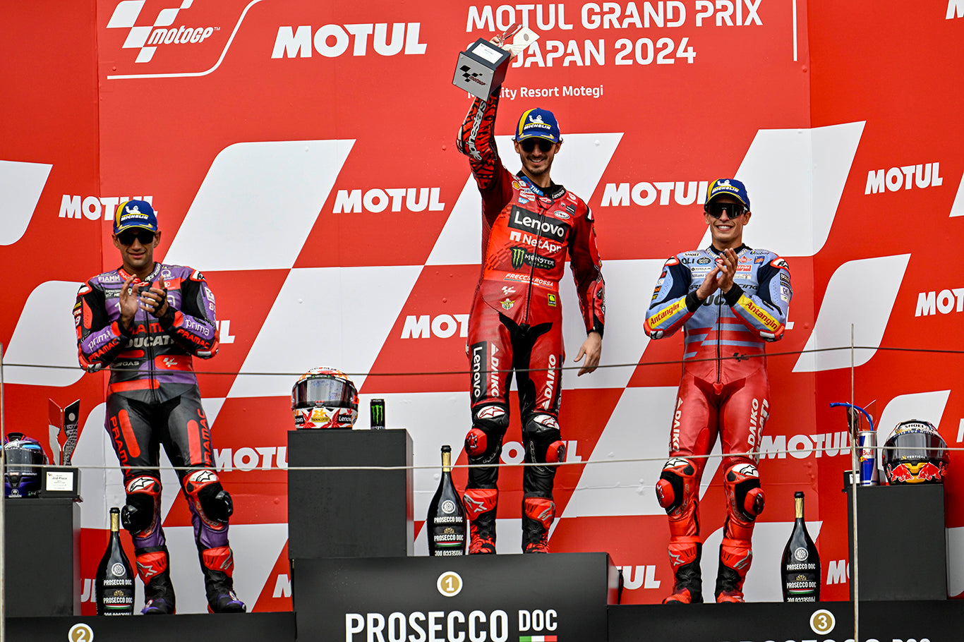 IMPECCABLE PERFORMANCE BY PECCO BAGNAIA WITH ALPINESTARS PODIUM SWEEP AT MOBILITY RESORT MOTEGI