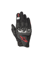 Alpinestars SMX-1 Air V2 handsker, motorcykelhandsker til vejkørsel, sort og rød, perforeret læder med hård knoglebeskyttelse