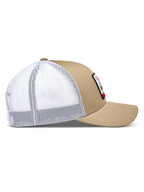 Alpinestars Cali 2.0 Hat, sandfarvet og hvid truckerkasket med buet skygge og struktureret krone til sportswear