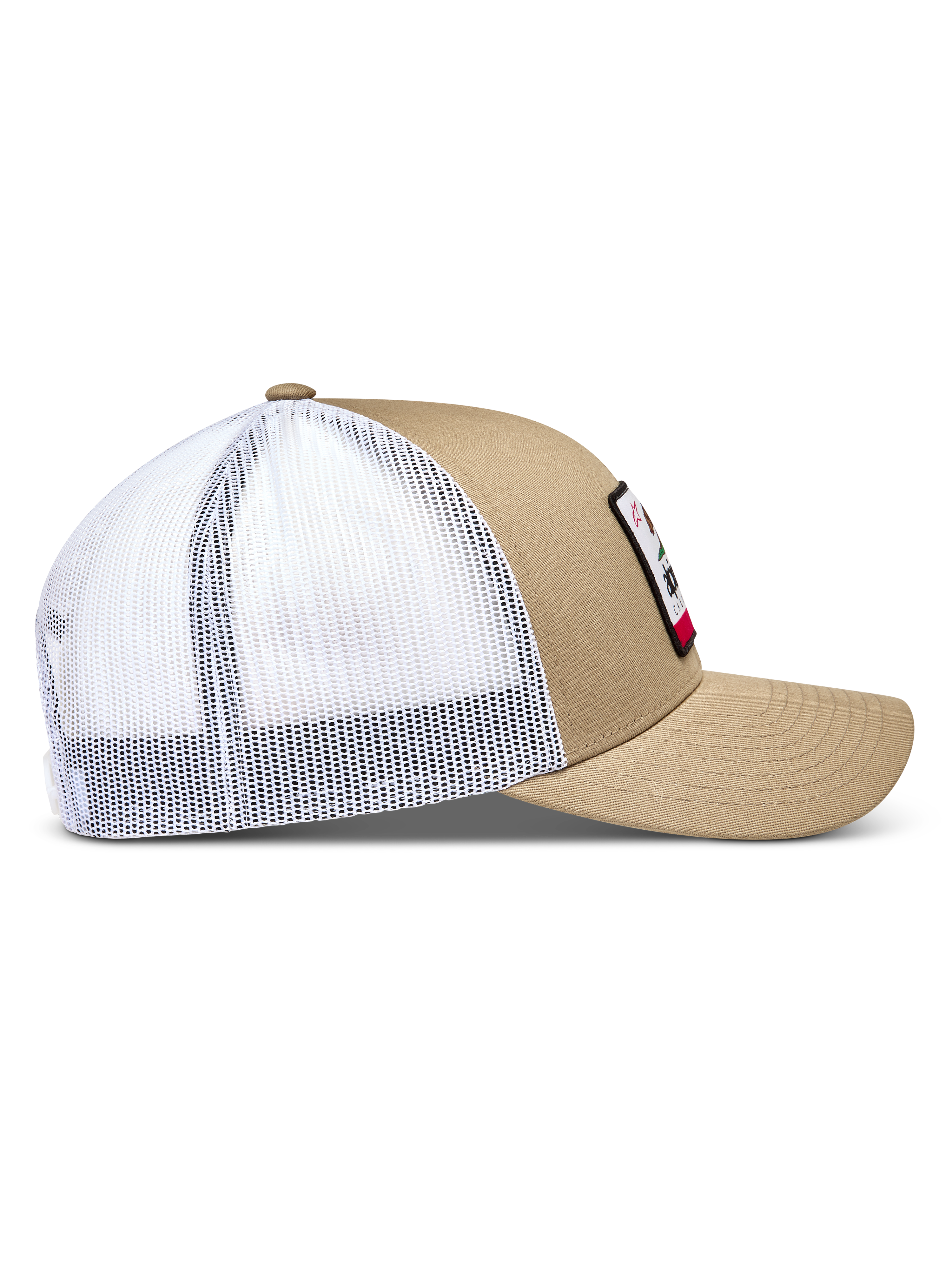 Alpinestars Cali 2.0 Hat, sandfarvet og hvid truckerkasket med buet skygge og struktureret krone til sportswear