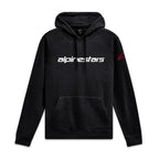 Alpinestars Linear Wordmark V3 Hættetrøje, sort pullover sportstøj hættetrøje med hvidt brystlogo og rødt ærmelogo