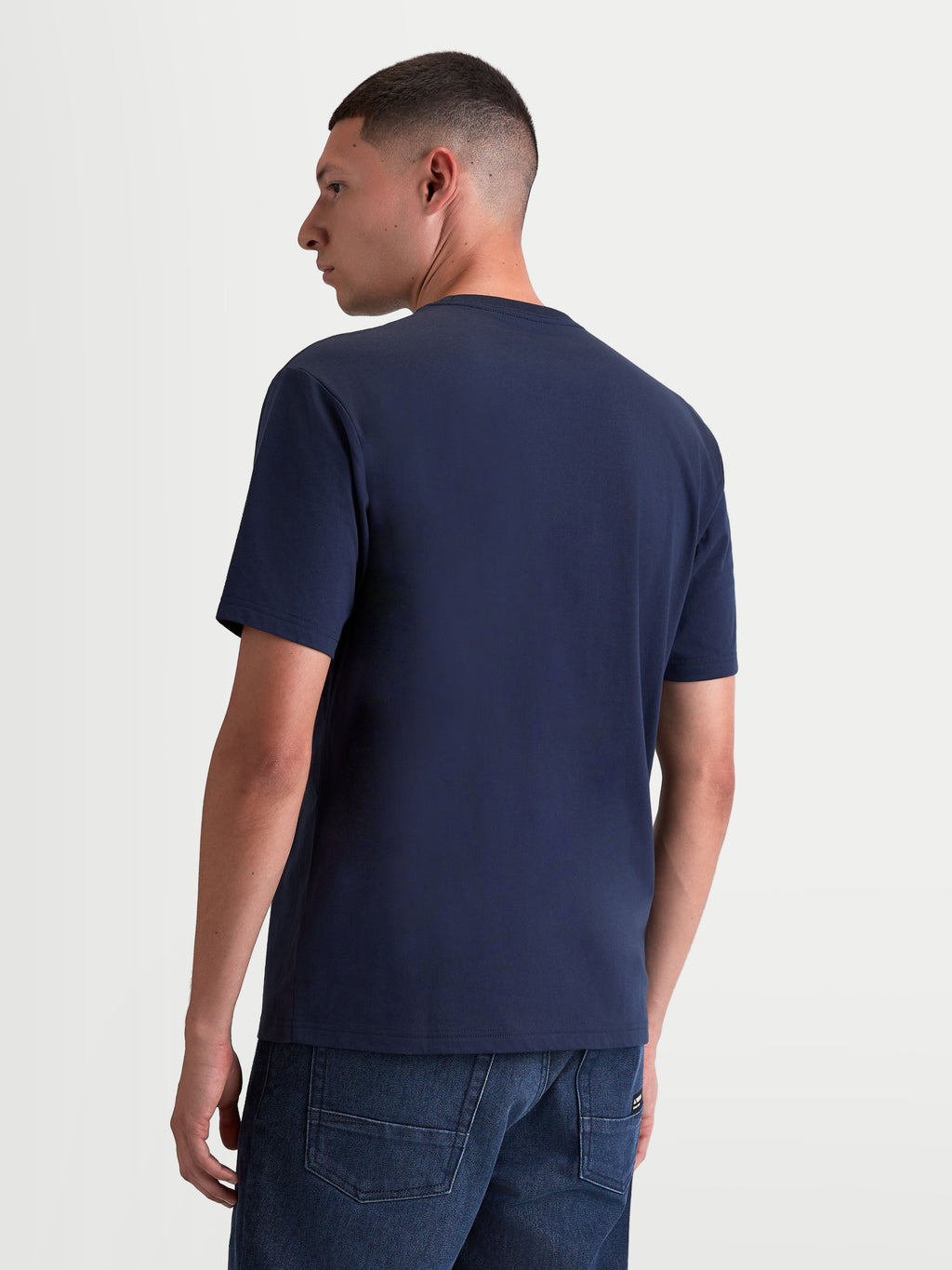 Alpinestars Ageless 2.0 CSF Tee, Men's Short Sleeve Sportswear T-shirt, Navy Blue, Rear View, featuring a premium cotton-poly blend and cut-and-sew fit for everyday casual comfort.