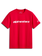 Alpinestars Linear Wordmark 2.0 CSF Tee, rød kortærmet t-shirt med hvidt brystlogo, afslappet motorsport sportstøj
