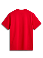 Alpinestars Linear Wordmark 2.0 CSF Tee, rød kortærmet t-shirt set bagfra med internt halsprint og ekstern mærkning, afslappet motorsport sportstøj