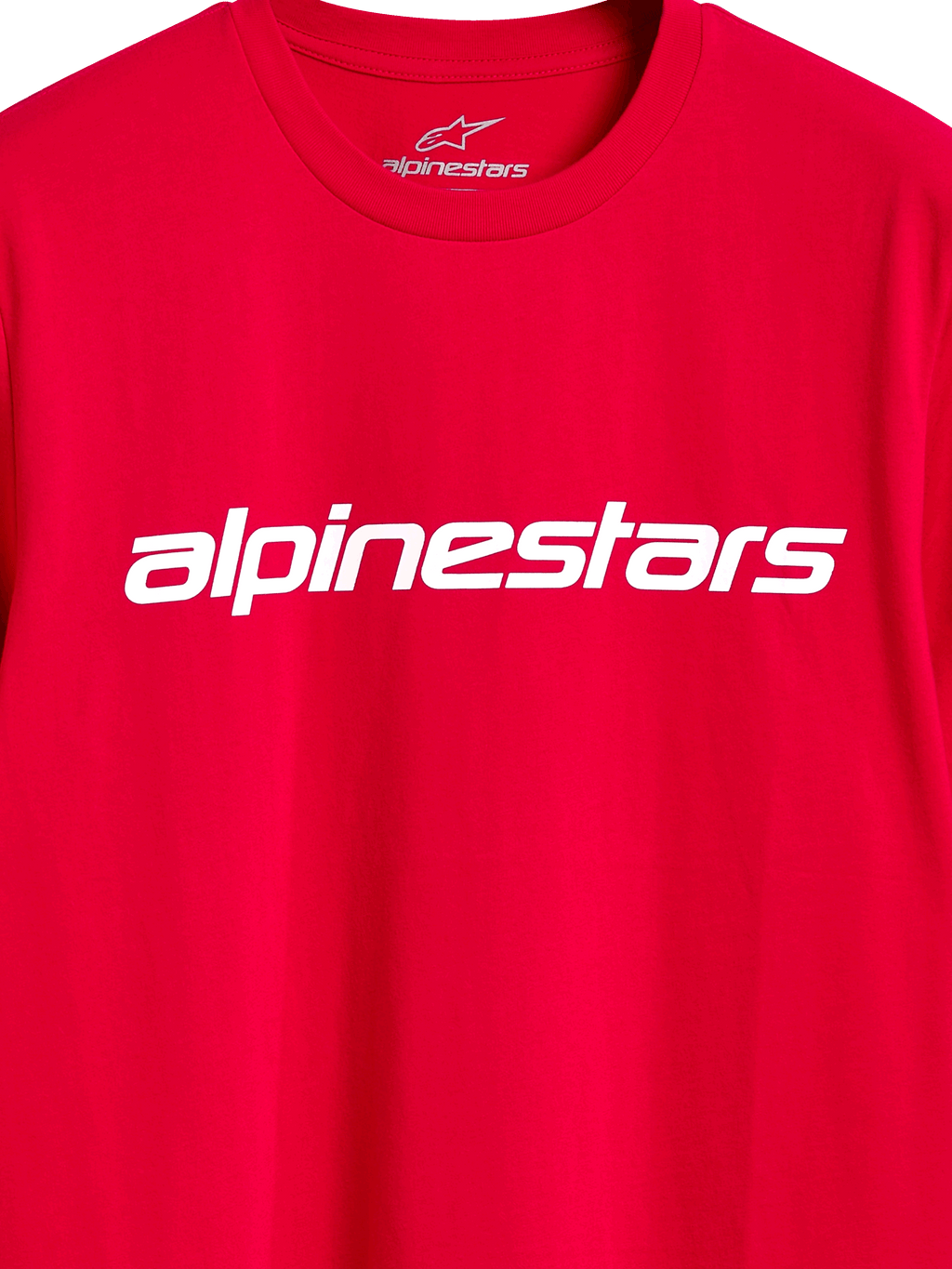 Alpinestars Linear Wordmark 2.0 CSF Tee, Short Sleeve T-Shirt, Red, White Alpinestars linear wordmark on chest, internal neck branding, casual motorsport streetwear