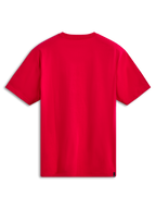 Alpinestars Ride 4.0 CSF Tee, kortærmet t-shirt, rød, set bagfra med ensfarvet rødt stof, lille sort vævet mærke på nederste kant, afslappet motorsport streetwear
